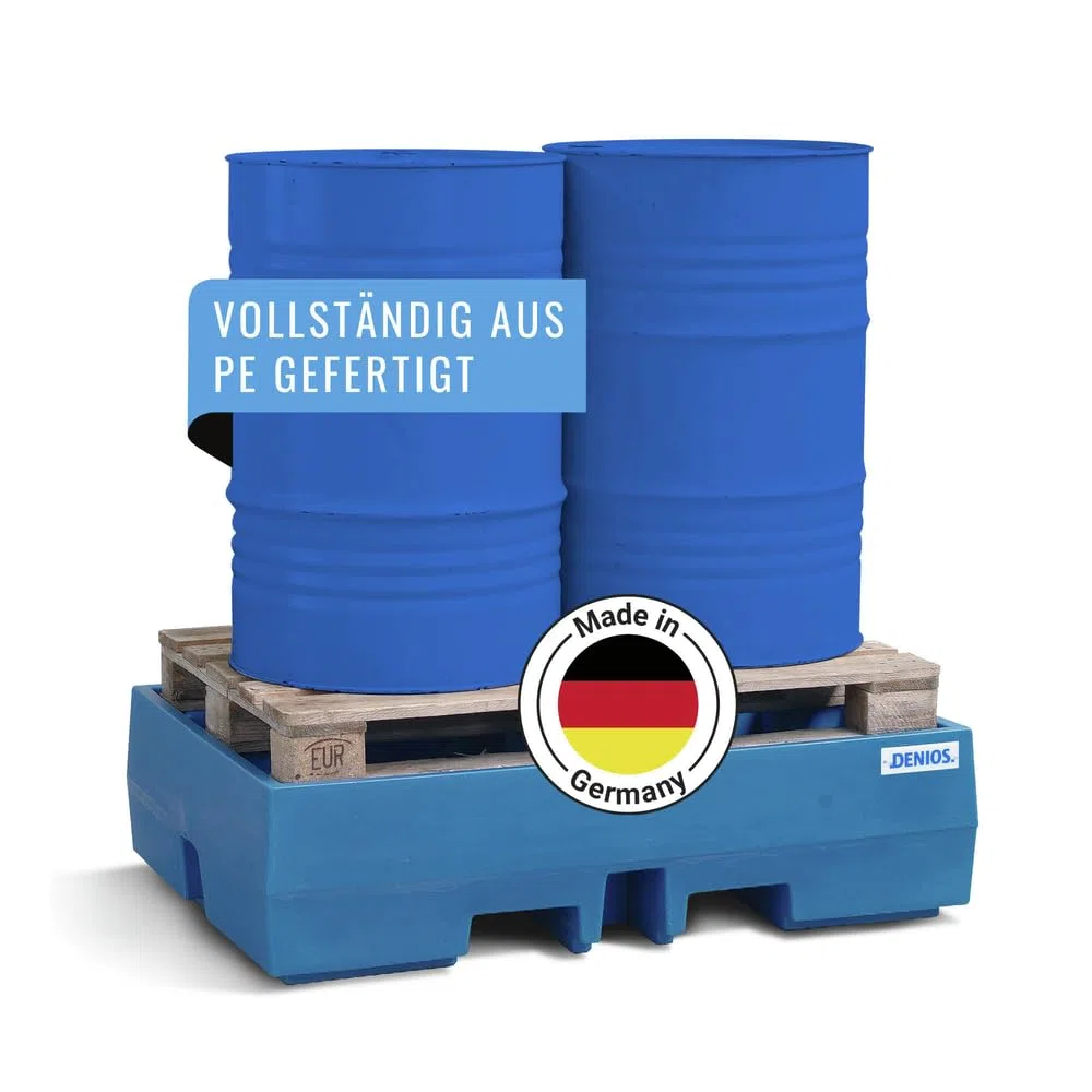Auffangwanne classic-line aus Polyethylen (PE) für 2 Fässer, ohne Gitterrost, 900x1300x350