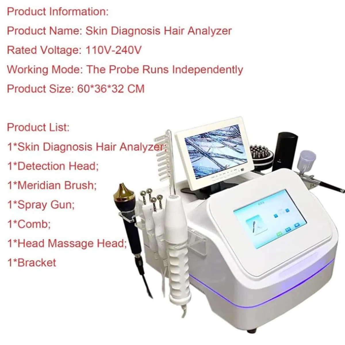 Hautdiagnose-Haaranalysator, LCD-Bildschirm, Gesichtshautdiagnose, Haarfollikel-Analysegerät, Haarfollikel-Hautanalysegerät, Mit 7 Griffen, Für Zuhause, Schönheitssalon