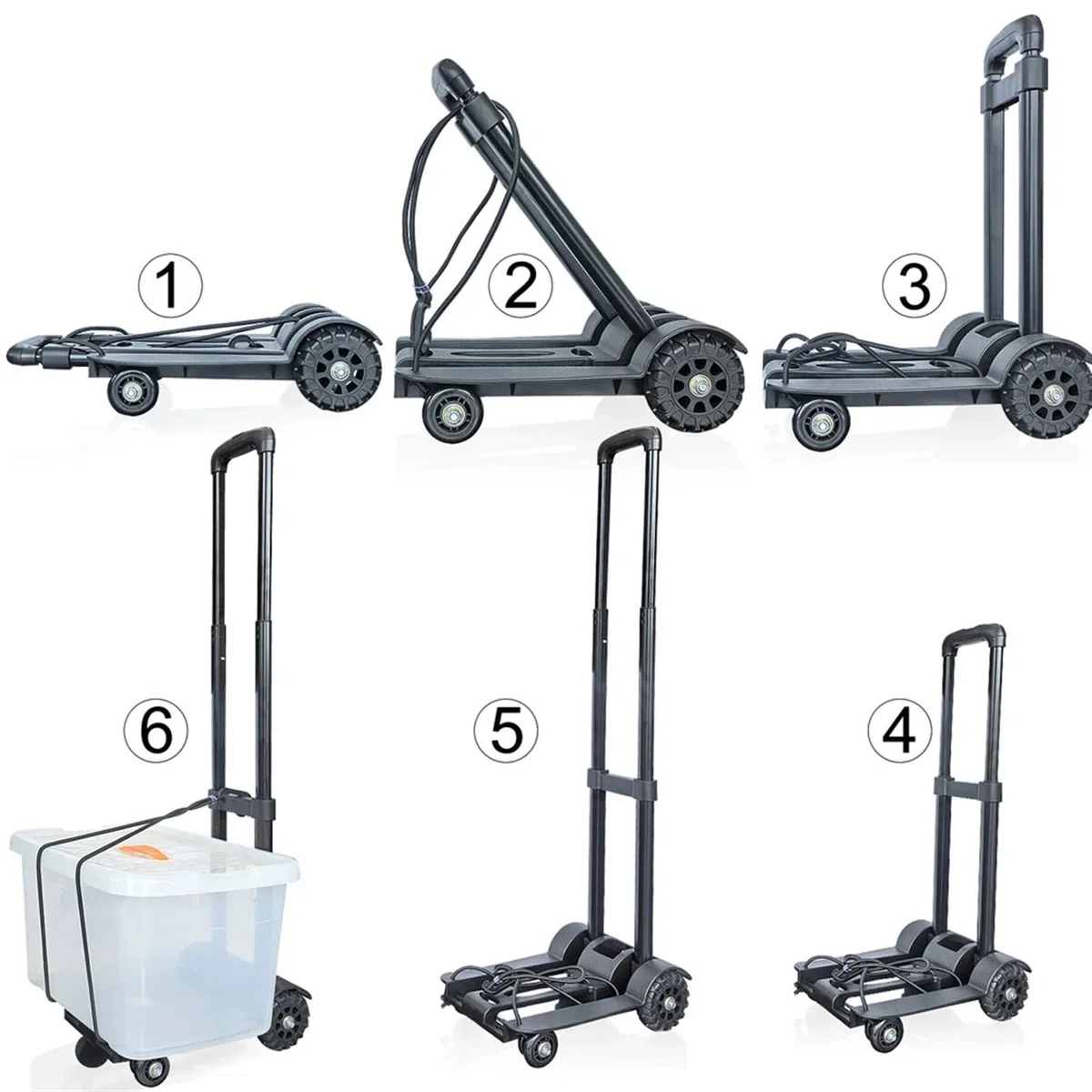 Handwagen Klappbar Robuster, Faltbarer Handsack mit Rädern, zusammenklappbarer LKW, Schubkarre, Reisegepäck, Einkaufswagen, tragbarer Wagen FüR GepäCk Reisen Einkaufen(32 * 25 * 93cm)