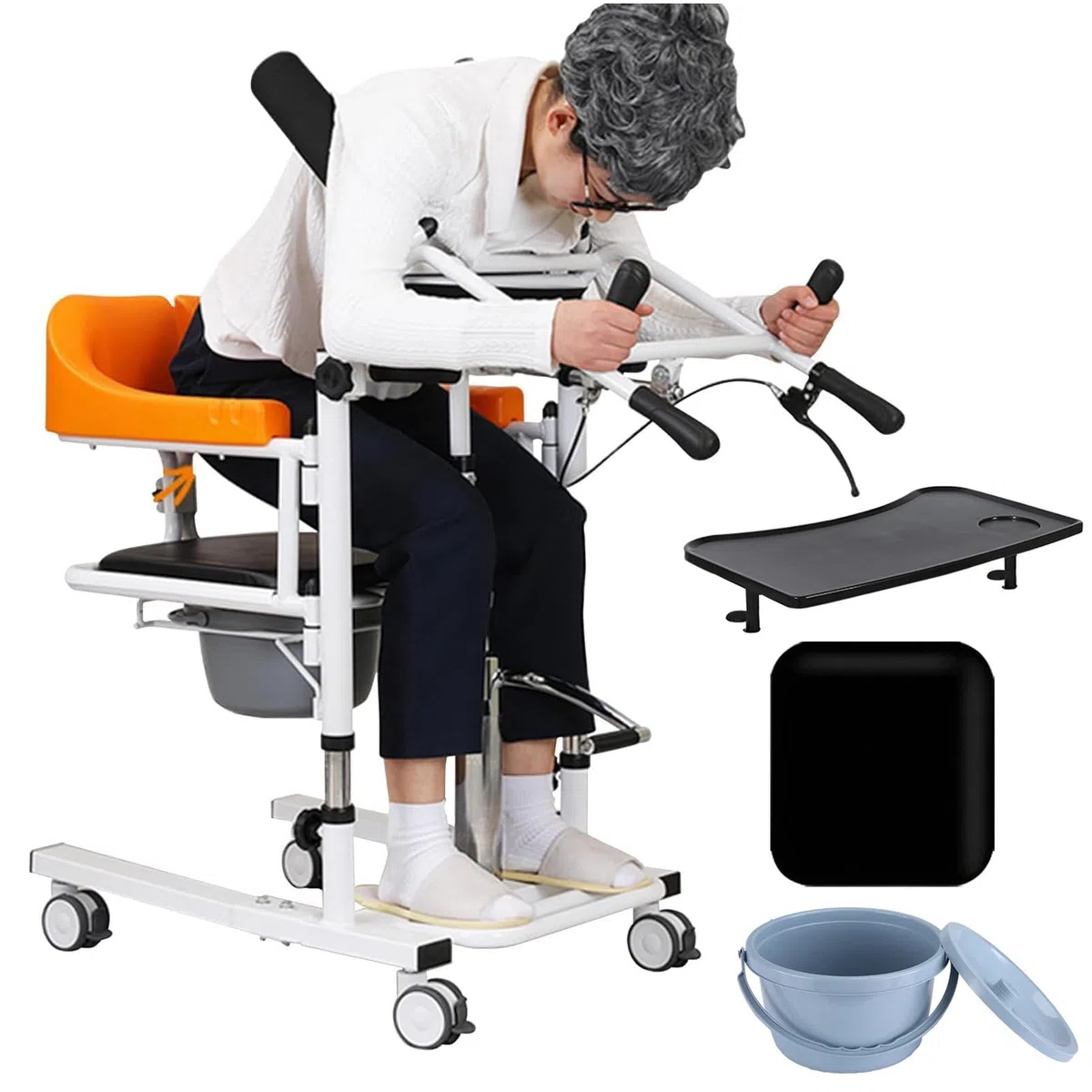 Hydraulischer Patienten-Hebestuhl, höhenverstellbar, Transfergerät für ältere Menschen, 200 kg Kapazität, Mobilitätshilfe