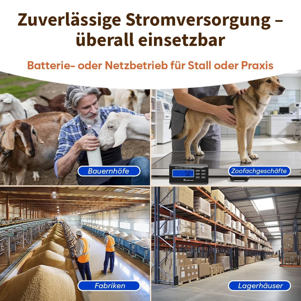 Adamson Tierwaage 500 kg – Digitale Plattformwaage & Hundewaage für große Hunde, Schafe, Ziegen & Schweine – Präzise Viehwaage mit Tare, Hold & PCS – Batteriebetrieb oder Netzteil