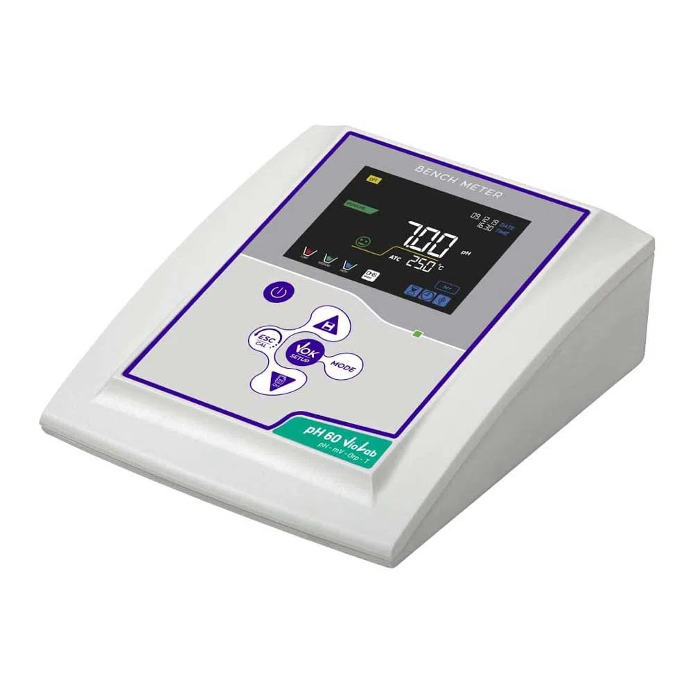 neoLab XS pH 60 VioLab pH-Messgeräte komplett Kit inklusive pH Elektrode 201T mit Temperatur Sensor innen und BNC, 160mm Länge x 45mm Höhe x 140mm Breite, Grau/Weiß