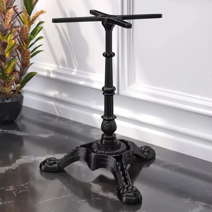 Paris | Bistro Tischgestell | Schwarz | 3 Fuß: Ø 50 cm | Säule: 72 cm | Gusseisen | Gesamthöhe: 72cm | max: Ø60cm Tischplatte
