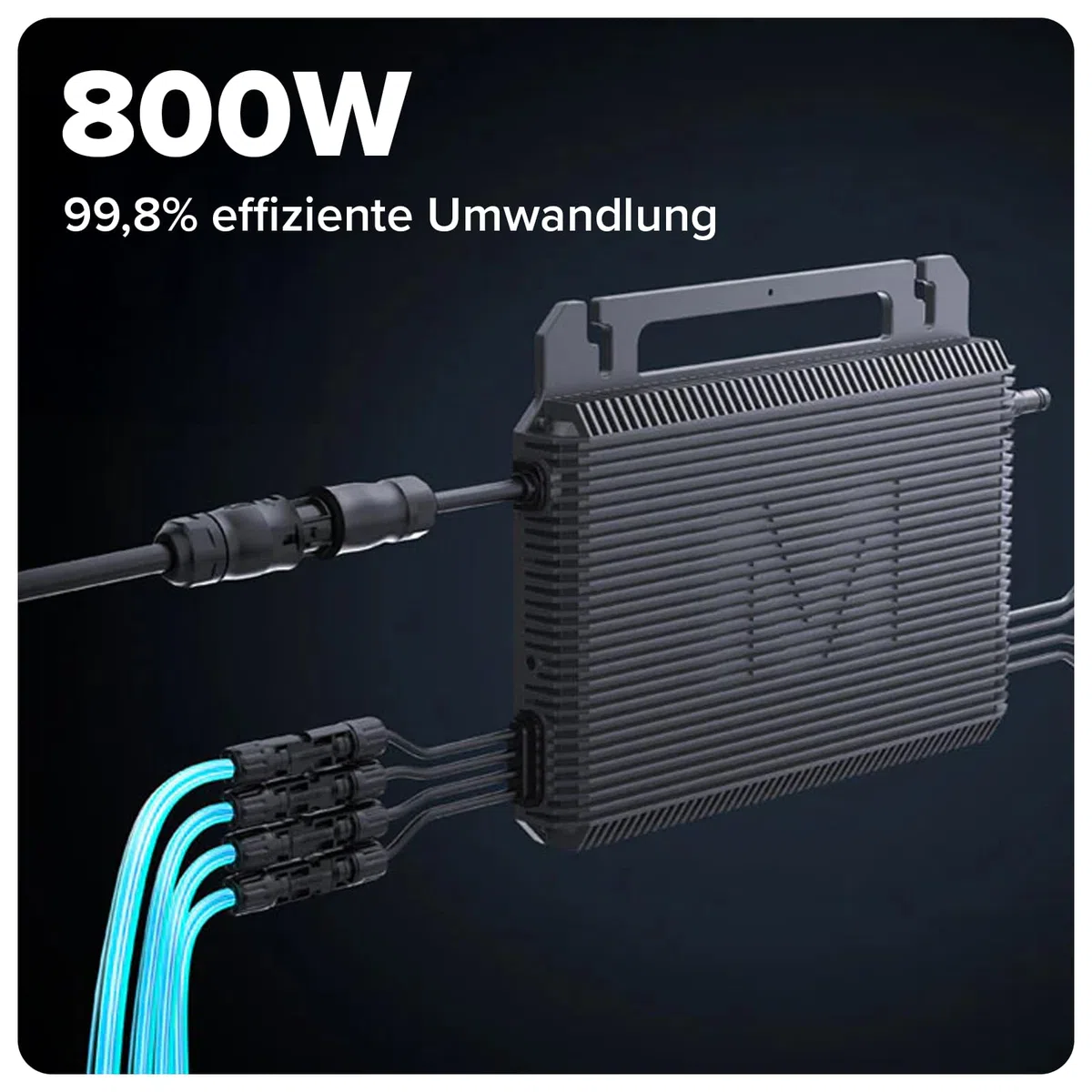 MARSTEK Mikro-Wechselrichter 800 W MST-MI0800 für Balkonkraftwerk, IP67 wetterfest, Plug&Play Installation, 2 MPPT, Bluetooth WiFi, inkl. 5m Anschlusskabel, 4X 1m Solar-Verlängerungen, Micro Inverter