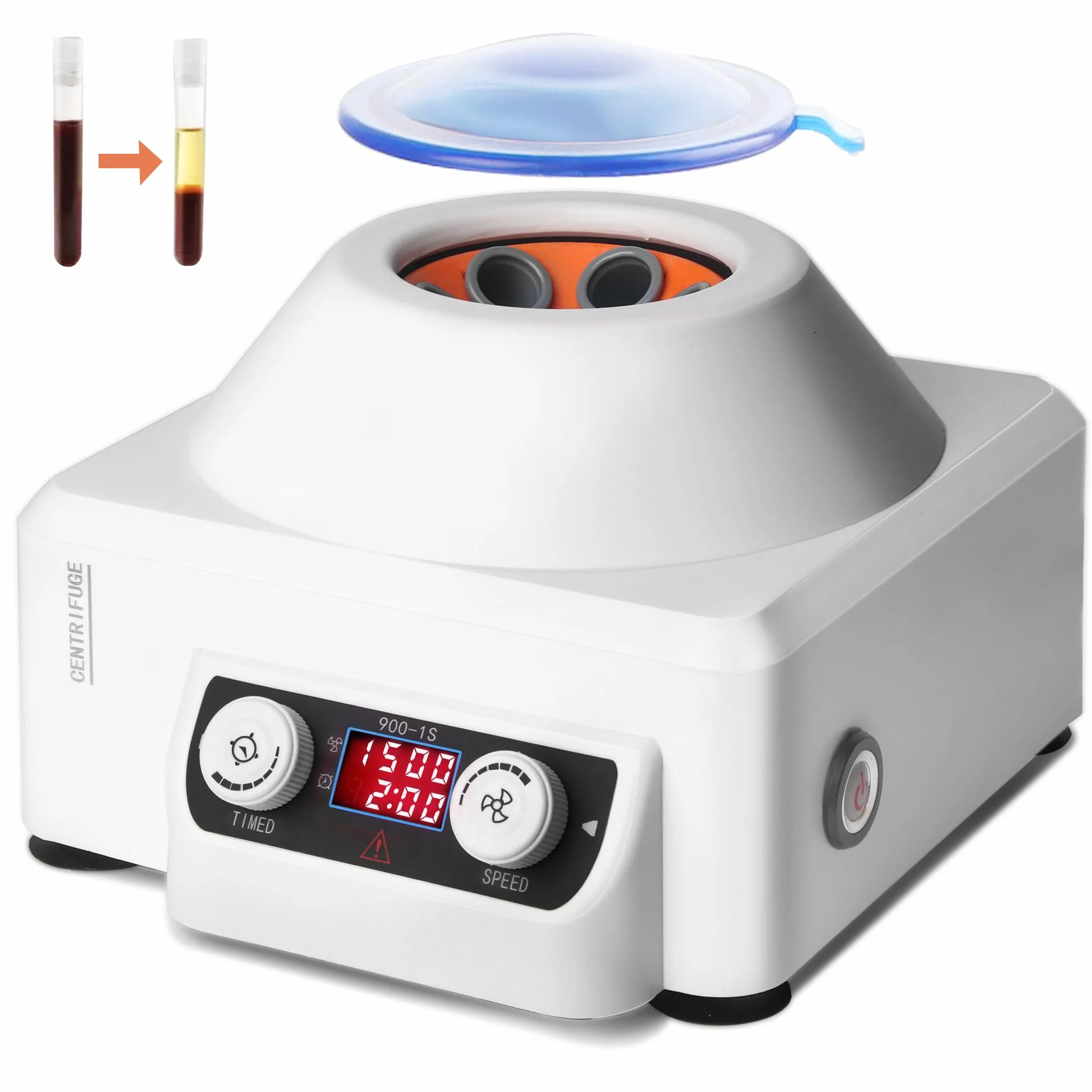 PRP Zentrifuge, 6x10ml Tischzentrifuge Blut mit LCD-Bildschirm, 4000rpm 1795xg RCF Tragbare Zentrifuge Labor, 1-99 Minuten Limit, für Blut, Plasma 220V