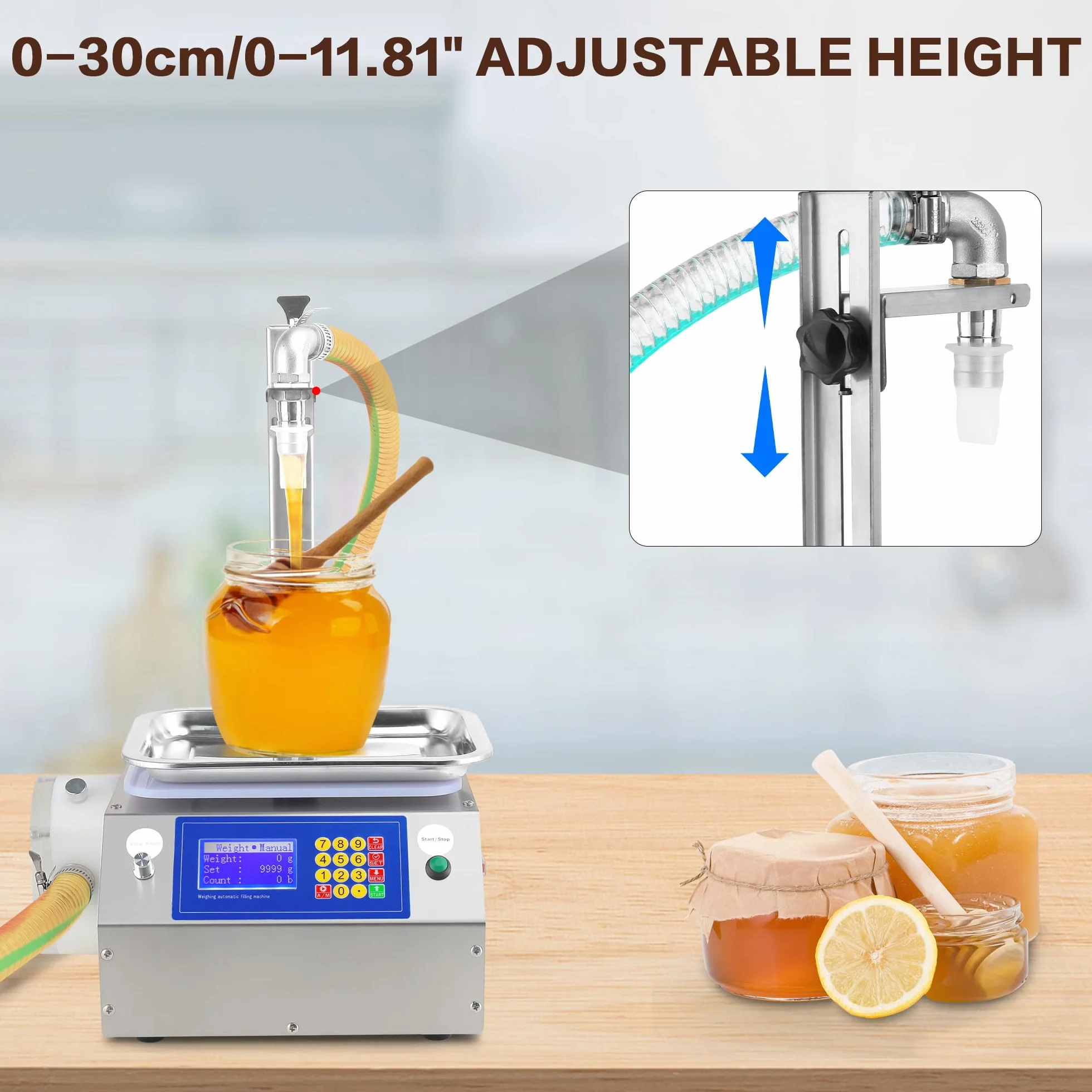 Effiziente Flüssigkeitsfüllmaschine, 20-10000-ml-Flaschenfüllmaschine, Schlauchpumpen-Wiegefüllmaschine für viskose Flüssigkeiten mit Honigmarmelade