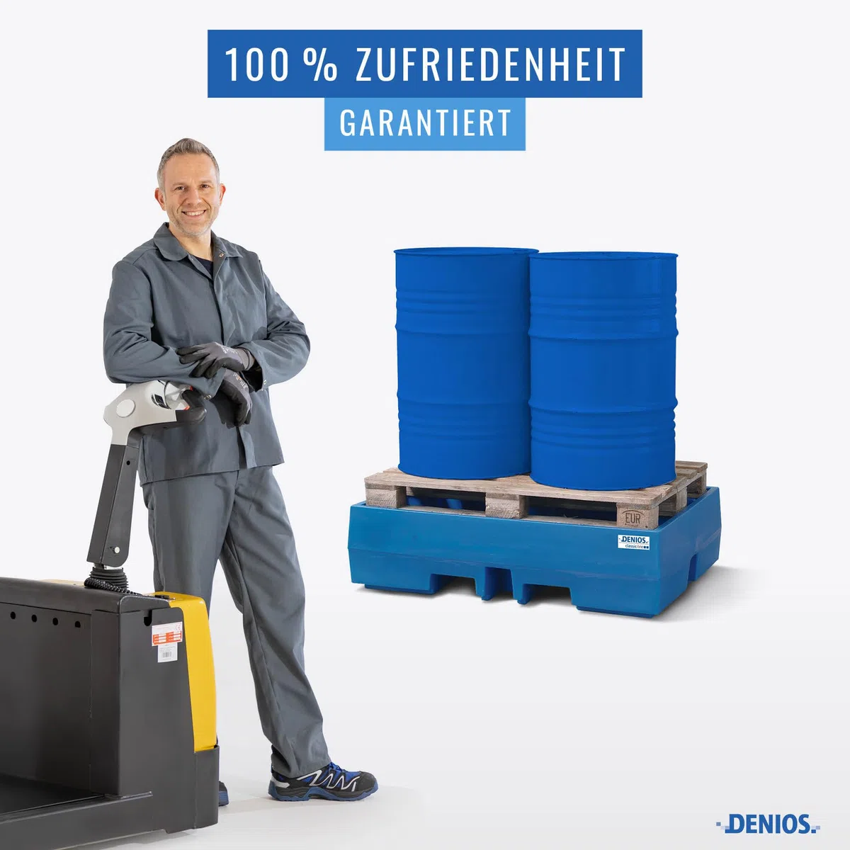 Auffangwanne classic-line aus Polyethylen (PE) für 2 Fässer, ohne Gitterrost, 900x1300x350