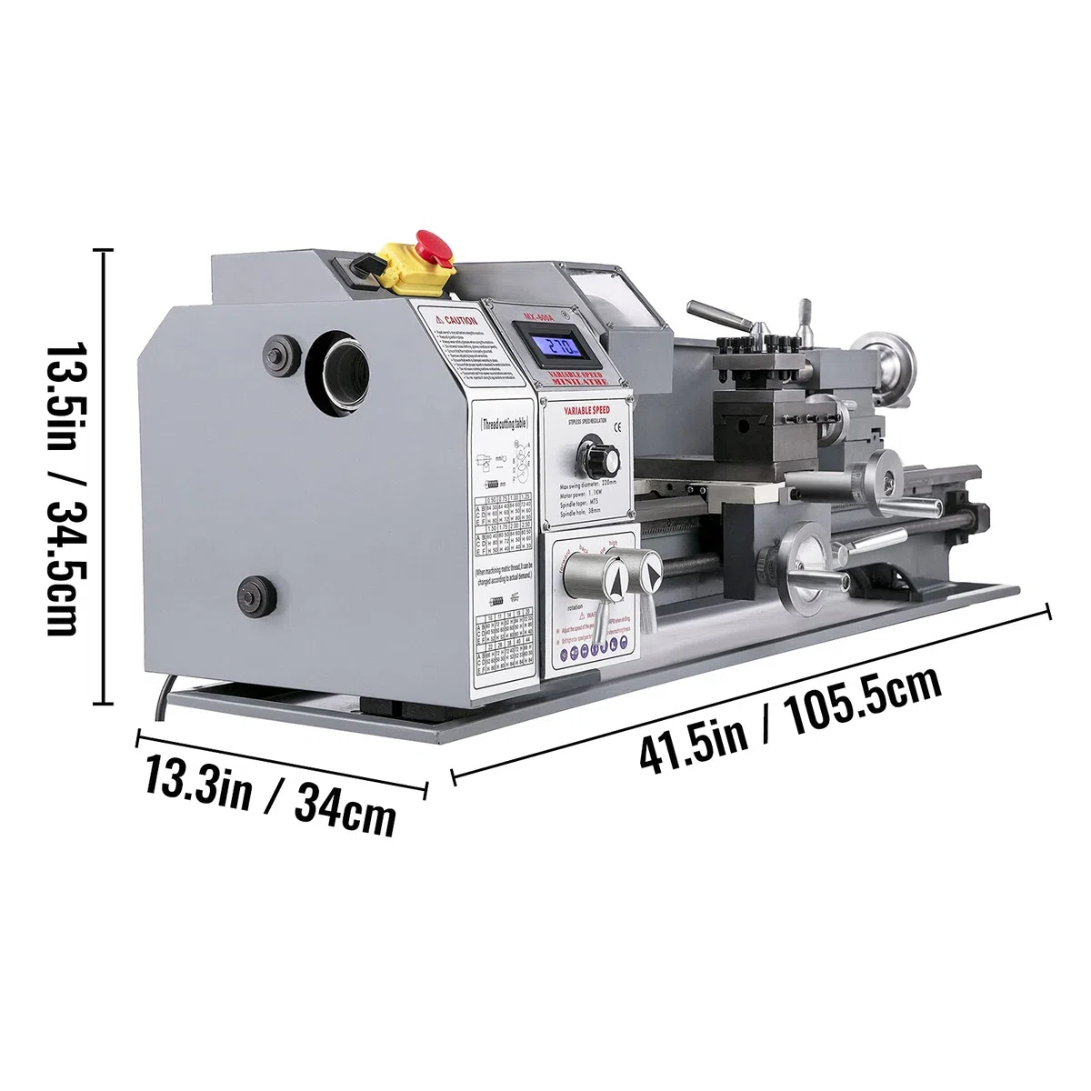 VEVOR Mini Drehbank 220x600mm Drehmaschine Metall 750 W Mini Drechselbank für Metallbearbeitung Drehbank Metall präzise einfach zu bedienen