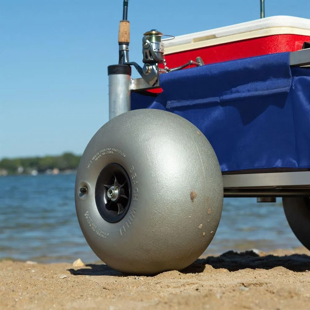 2 x Strandballon-Räder, 30,5 cm PVC-Trolleyreifen mit 180 mm Breite für Sand-Campingwagen, graue Ersatzräder, 296 x 180 x 10,5 mm