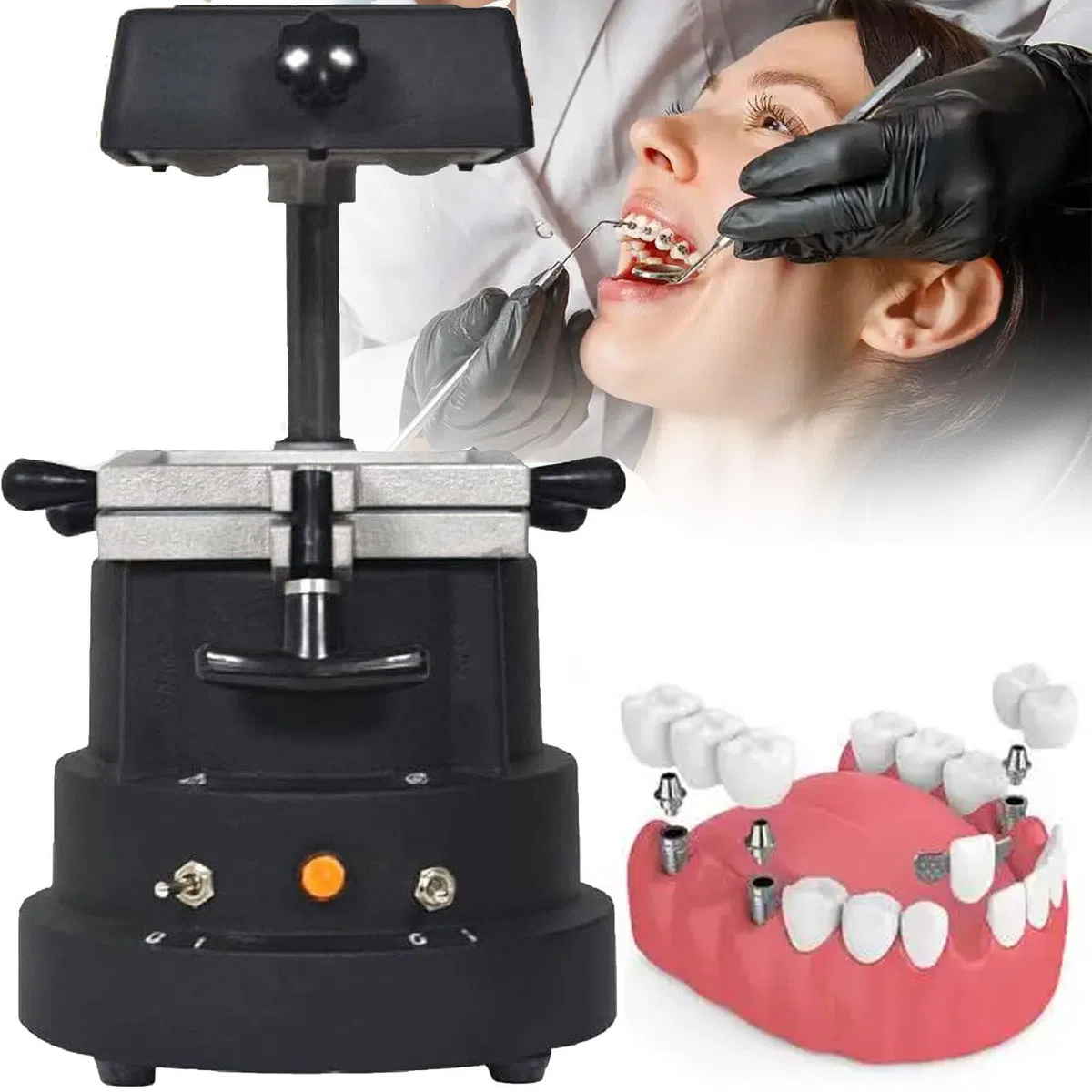 Dental-Vakuumformmaschine, 1200W Thermoform-Laborausrüstung, Dentallaborausrüstung, Dentallaminator, Werkzeug zur Herstellung oraler Materialien – keine Notwendigkeit für Stahlkugeln