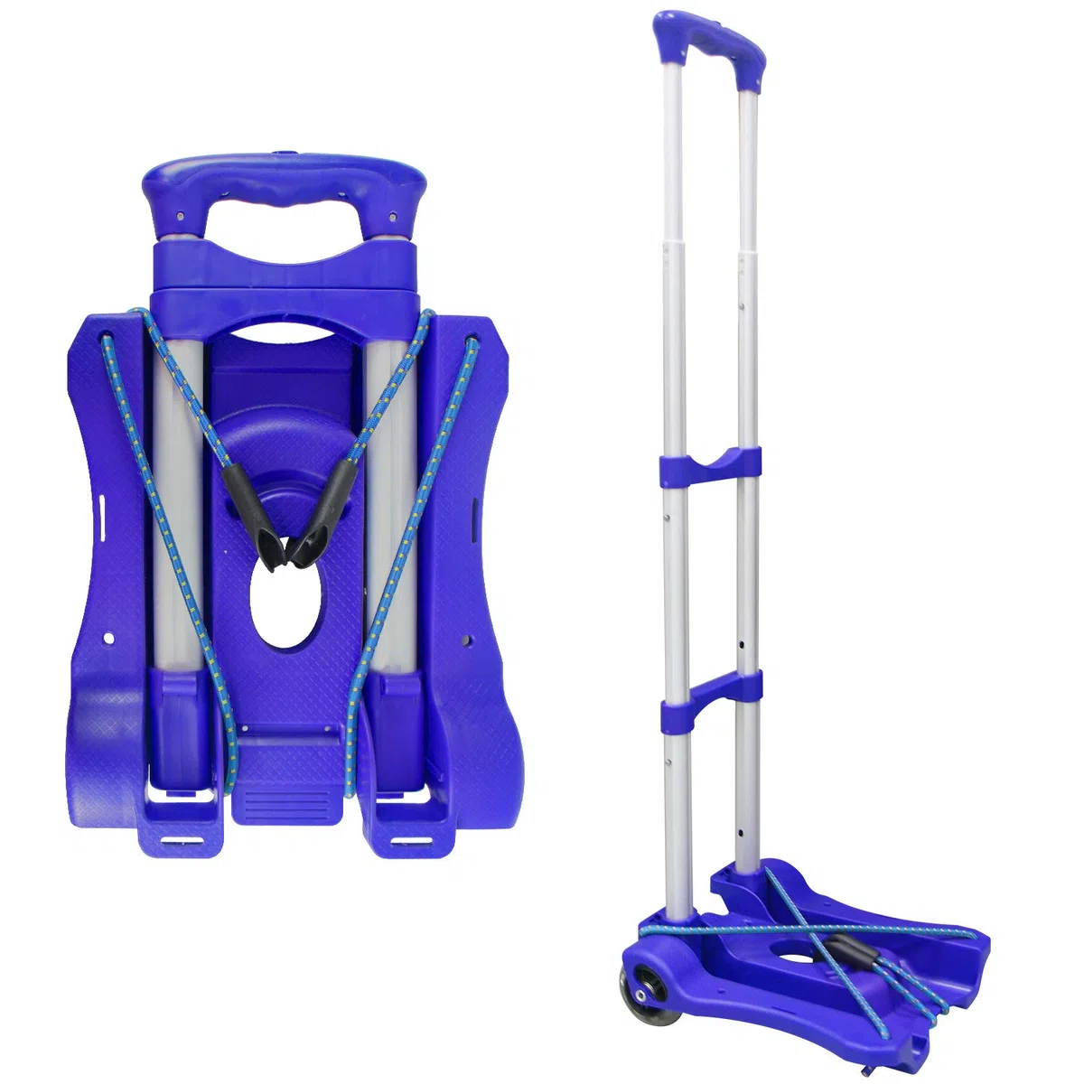 Sutekus Faltbare Handkarre und Dolly 49,9 kg Leichter tragbarer Gepäckwagen für Schule, Reisen, Büro, Umzug (blau)