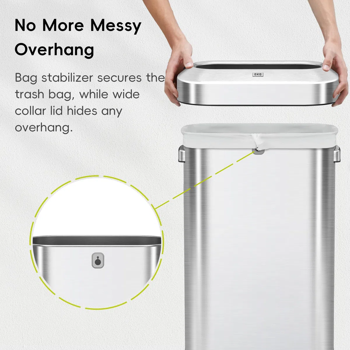 EKO Urban 90 Liter offener Mülleimer aus Edelstahl, schmal, kommerzielle Qualität, großer Mülleimer für Zuhause, Büro, Hotel, Café, Restaurant, Wohnheim