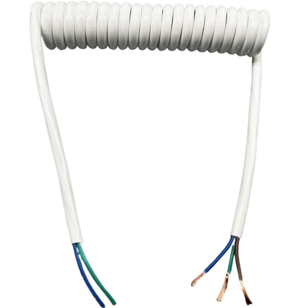 Verlängerungskabel gewickelt, 3-adriges 13 AWG, Vierkantfeder, 2,5 mm, weißes Kabel, Spiralverlängerung (Stretch 15 Meter)