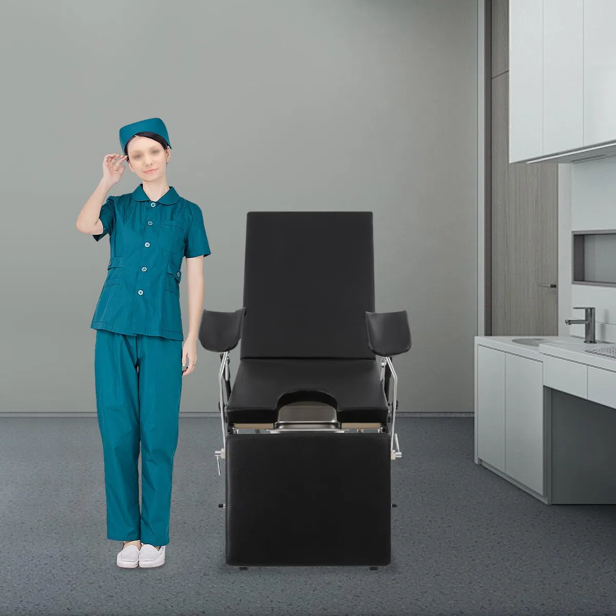 Gynäkologenstuhl, Gynäkologische Untersuchungsstuhl, Verstellbarer Gynäkologischer Stuhl Untersuchungsstuhl, Ergonomische Struktur Gynäkologischer Stuhl, Bis zu 440.92lbs (Schwarz)