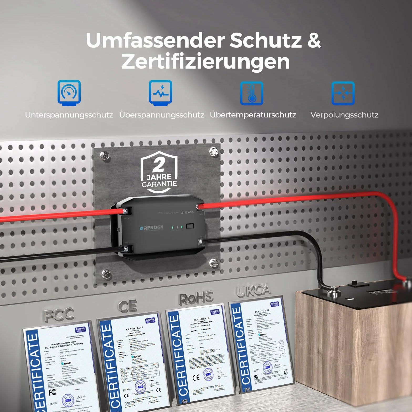 Renogy DC zu DC Batterie Ladegerät 12V 20A, Intelligent DCDC Batterieladegerät Laderegler Solar mit BT-2 Bluetooth Module