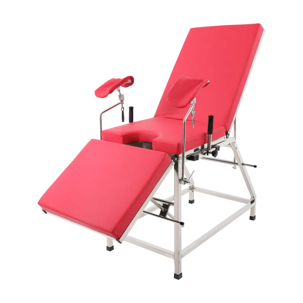 Gynäkologenstuhl, Zusammenklappbarer Gynstuhl mit 201 Edelstahl, höhenverstellbar, klappbarer Untersuchungsstuhl für Klinik & Frauenarzt, 200 kg Belastbarkeit (Rot)