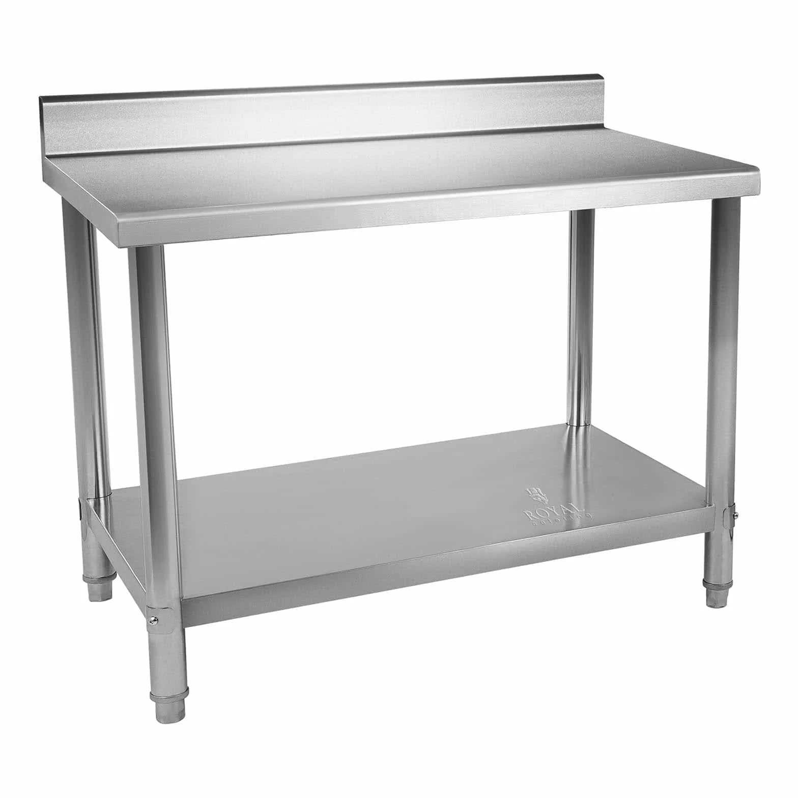 Royal Catering RCAT-120/70-N Arbeitstisch Edelstahl Küche Edelstahltisch 120 x 70 cm mit Aufkantung höhenverstellbar Grilltisch Outdoor Küchenmöbel