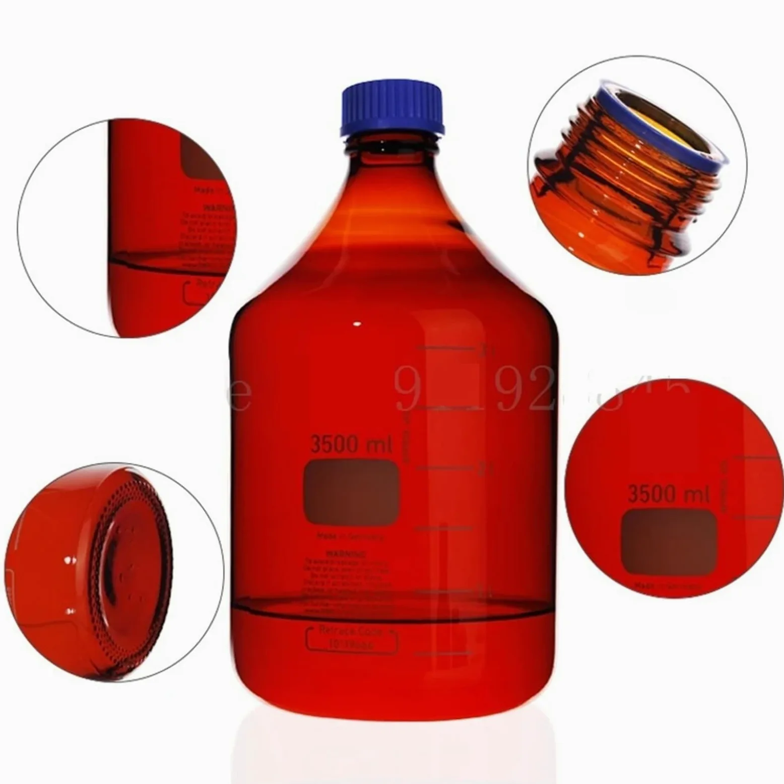 Labor-Reagenzglasflasche, Graduierte Reagenzflasche aus Borosilikatglas mit Schraubverschluss, mehrfarbig, 25–1000 ml(150mL)