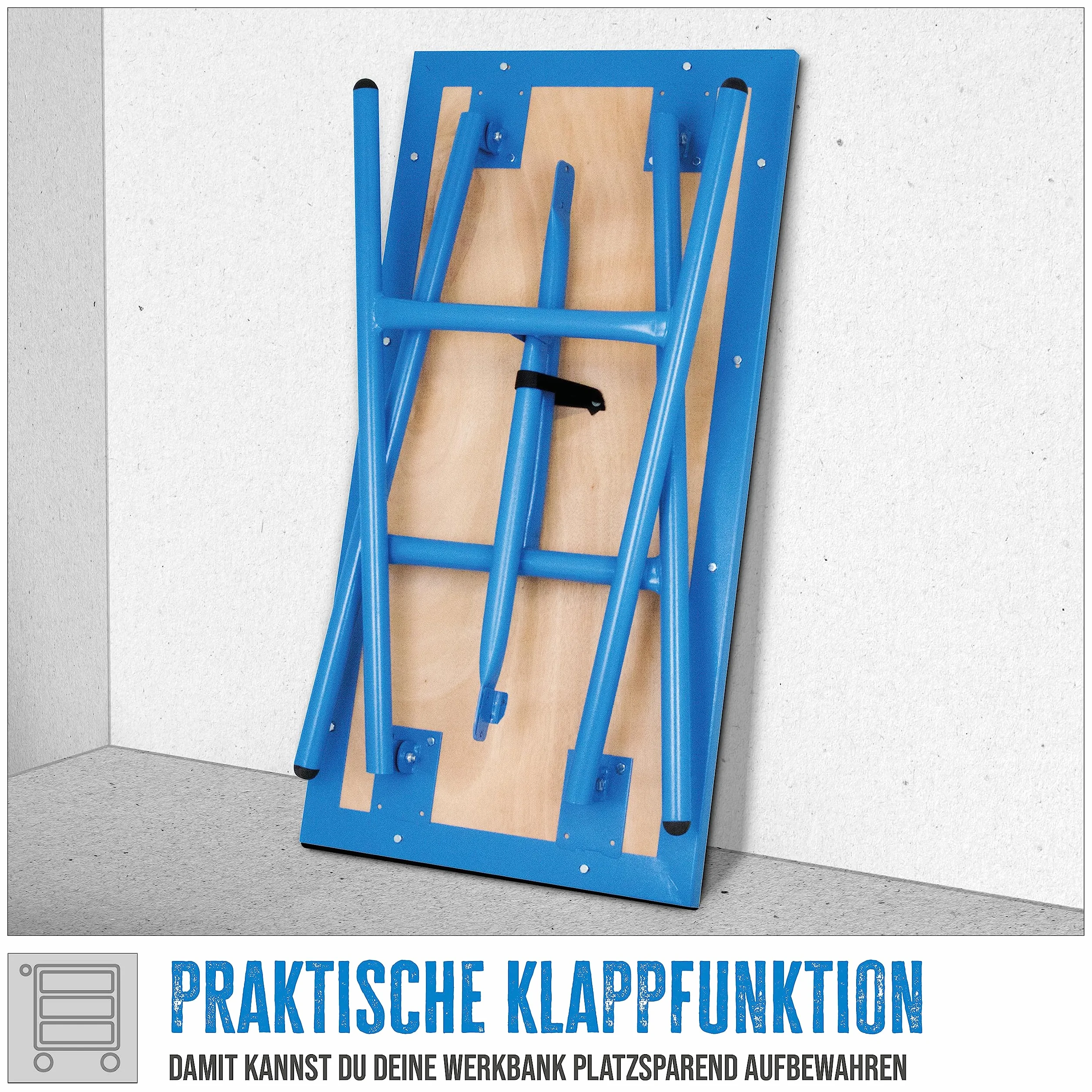 Güde Klappwerkbank GWB 100/50F (150 kg max. Belastung, 101 x 50 cm Arbeitsfläche, hochwertige Tischplatte mit umlaufender Stahlkante, stabile Rohrkonstruktion)