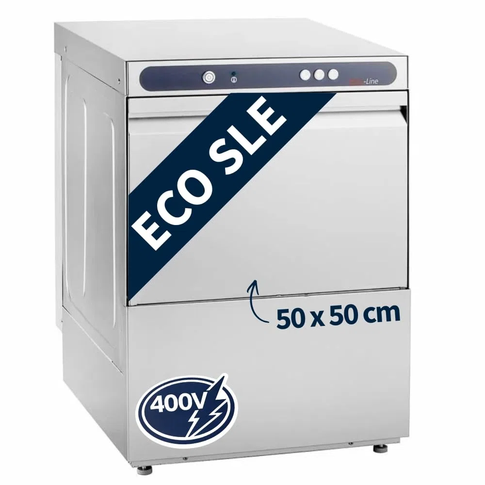 GastroHero ECOLINE-GSM54SLE Geschirrspülmaschine I 400 V Spülmaschine mit Laugenpumpe & Enthärter I Geschirrspüler für Gastronomie I Korbmaß 50 cm