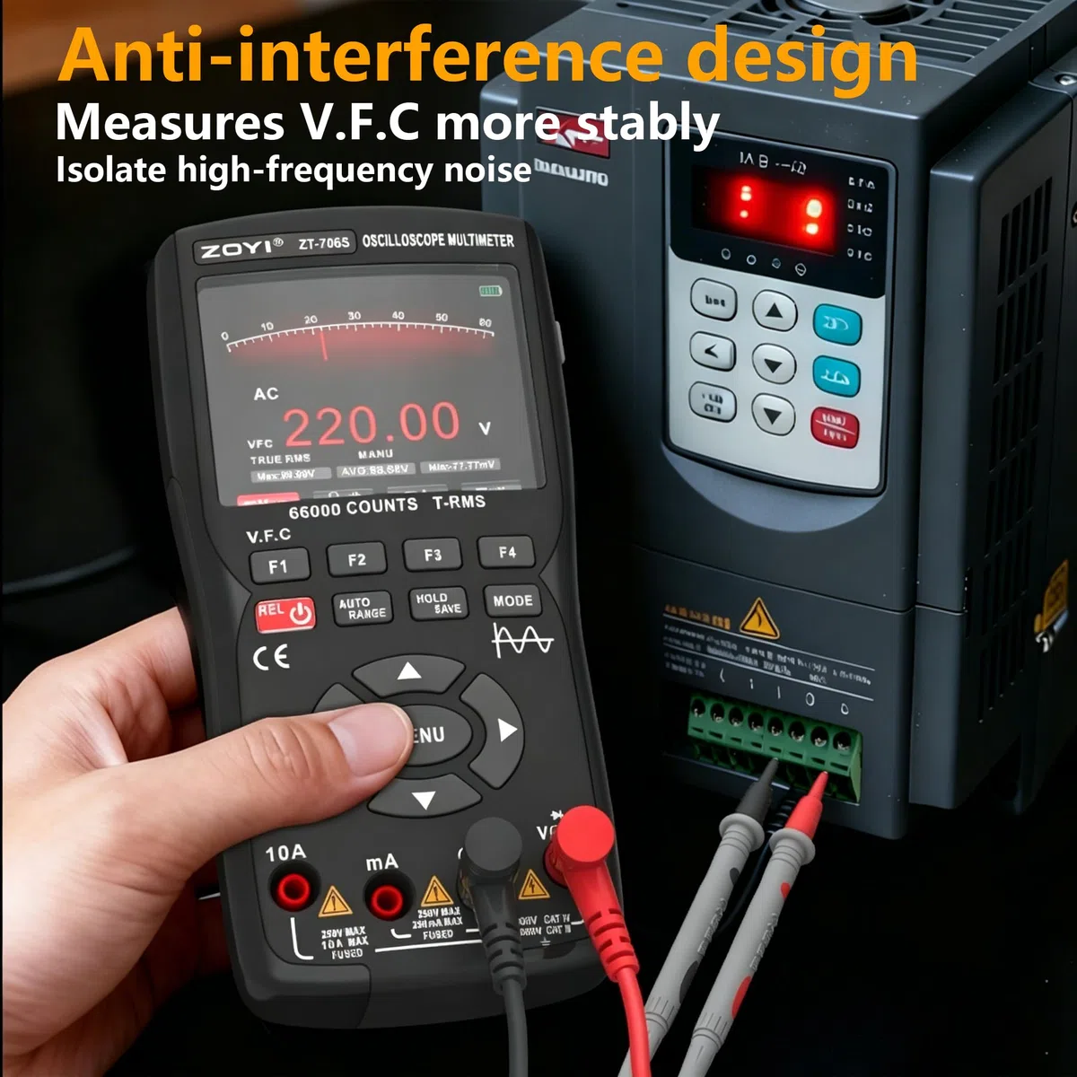 706S 3-in-1 Handheld Oszilloskop Multimeter DDS Signalgenerator, 2-Kanal 50MHz, 280MSa/s, 66000 Counts Multimeter VFC, Diodenprüfung & Kurvenaufzeichnung