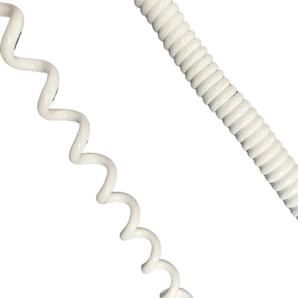Gewickeltes Netz-Flex-Federkabel, weiß, spiralförmig, elastisch | Hochelastisches Spiral-Elektrokabel, verschleißfest, 8-adrig, 5 mm Durchmesser, TPU-Mantel(Stretch 5 Meters)