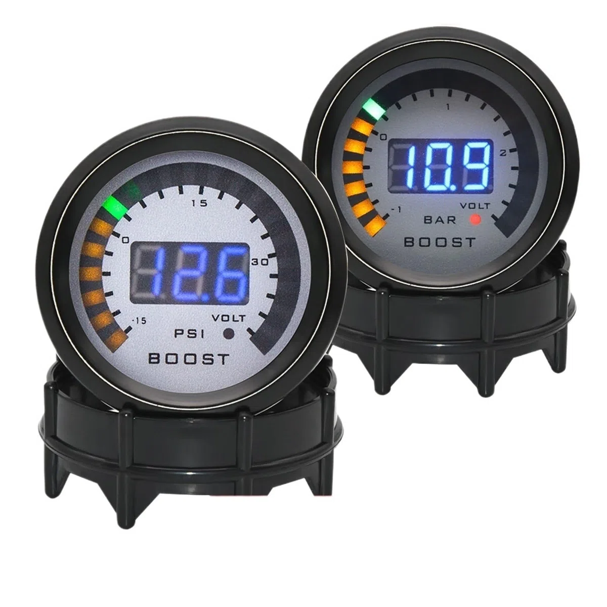 Druckregler, HD-Ladedruckanzeige, digital, PSI, Bar, Turbo-Ladedruckanzeige, Voltmeter, 52 mm, 12 V, LED, Turbo-Druckregler, Racing-Kit(Boost gauge bar)