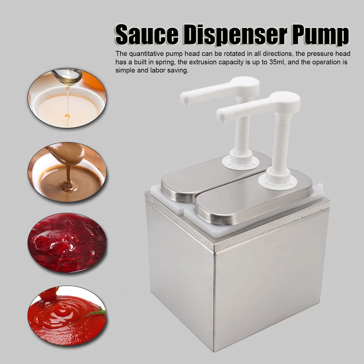 Saucenspender, Gewürzpumpstation aus Kunststoff und Edelstahl, Saucenspender für die Küche zu Hause, 2 L, Dreifachpumpe, Saucenspender aus Edelstahl Spendet Genau die Richtige