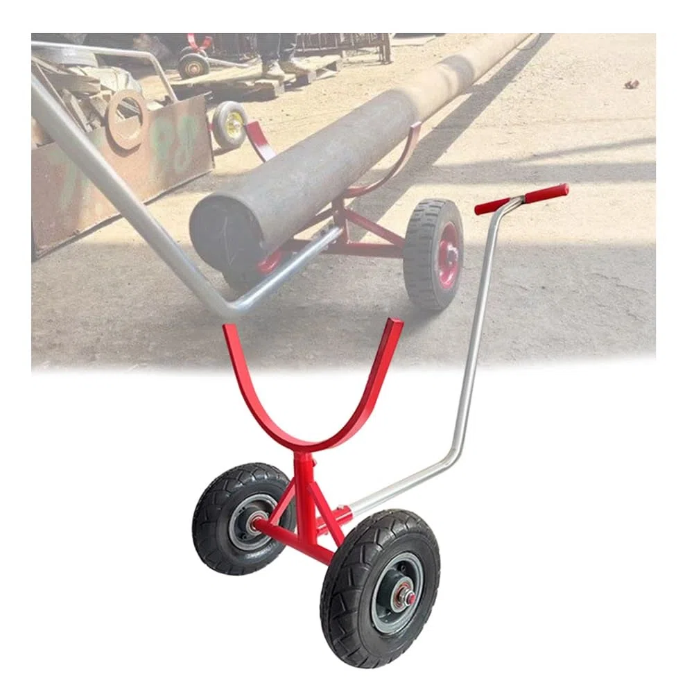 Robuster mobiler Rollwagen, Stahlrohr-Transportwagen, Rohrhandlingwagen für Baustellen