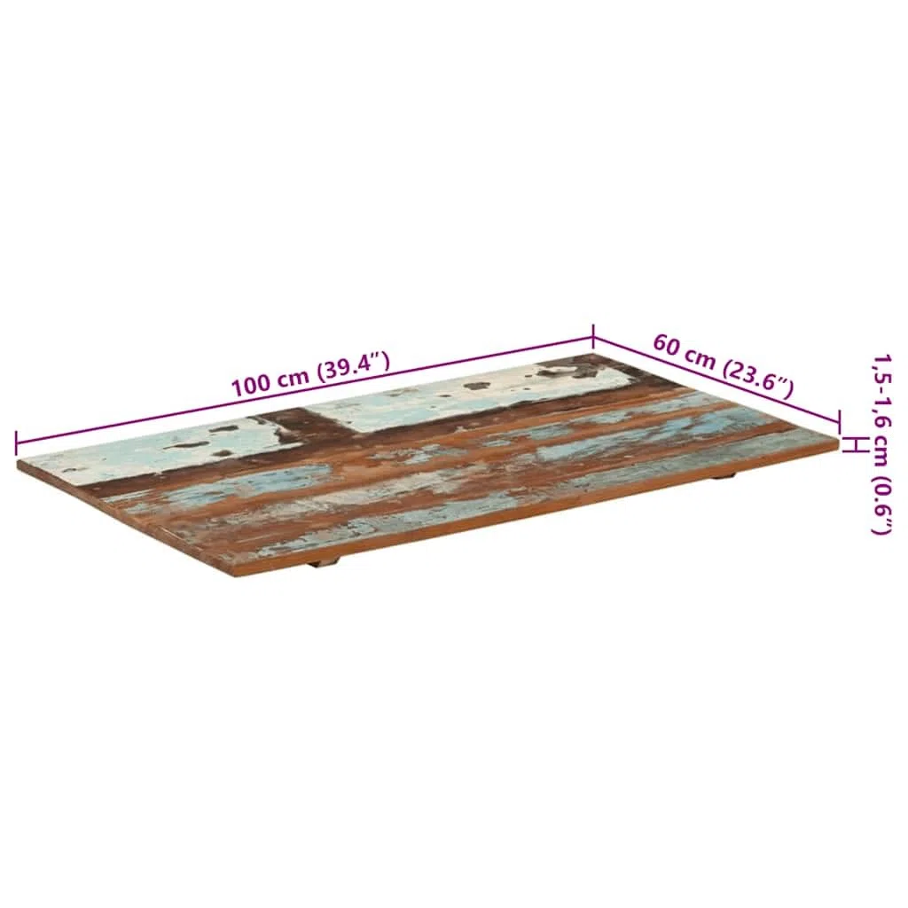 vidaXL Tischplatte Massivholzplatte Holzplatte Ersatztischplatte Holz Platte für Couchtisch Rechteckig 60x100cm 15-16mm Recyceltes Massivholz