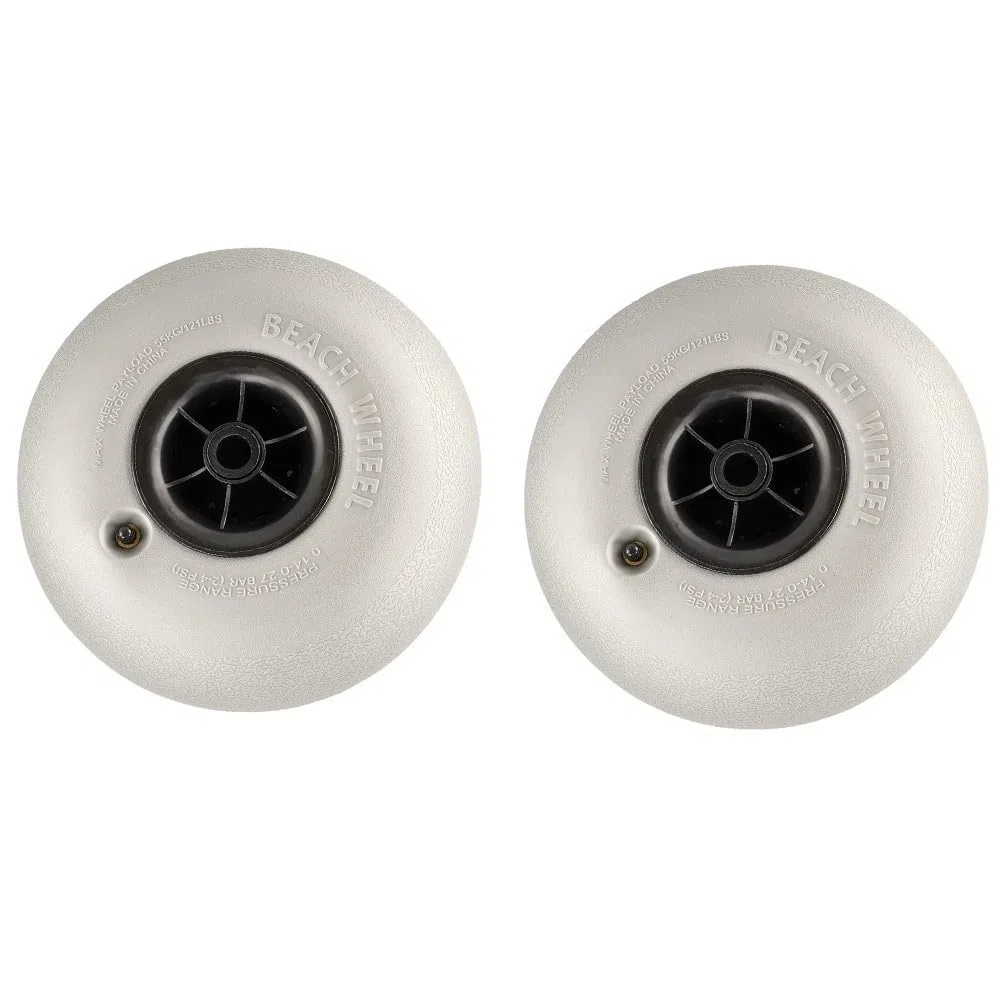 2 x Strandballon-Räder, 30,5 cm PVC-Trolleyreifen mit 180 mm Breite für Sand-Campingwagen, graue Ersatzräder, 296 x 180 x 10,5 mm