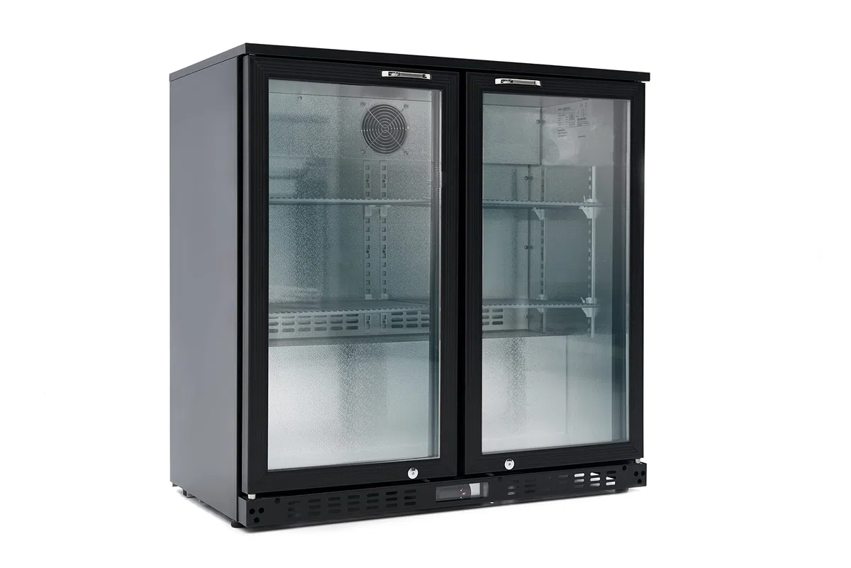GastroHero Barkühlschrank ECO 208 mit Klapptüren schwarz | Gastronomiebedarf