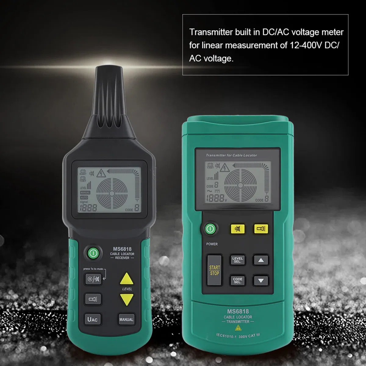 Kabeldetektor MS6818 mit Metallrohr Ortungsgerät für Elektrokabel 12-400V AC DC Spannungsprüfer