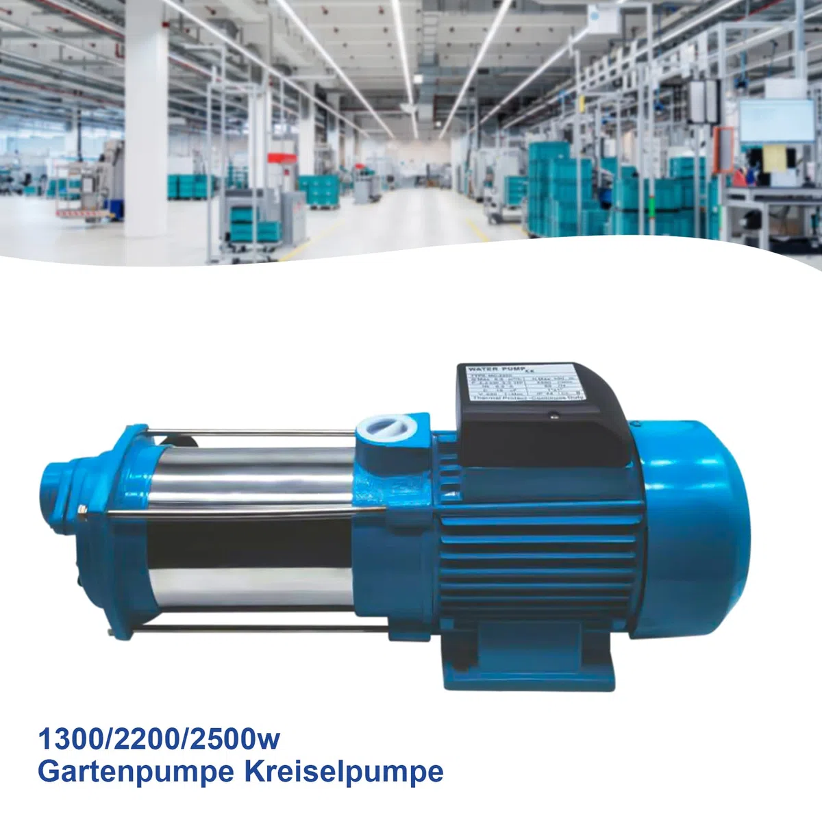 WooDerson Kreiselpumpe Selbstansaugend Leise 10 Bar Gartenpumpe 4000L/H 2200W Wasserpumpe Max Ansaugtiefe 10 m, Max Förderhöhe 100m, 2850RPM, IP44 Schutzart
