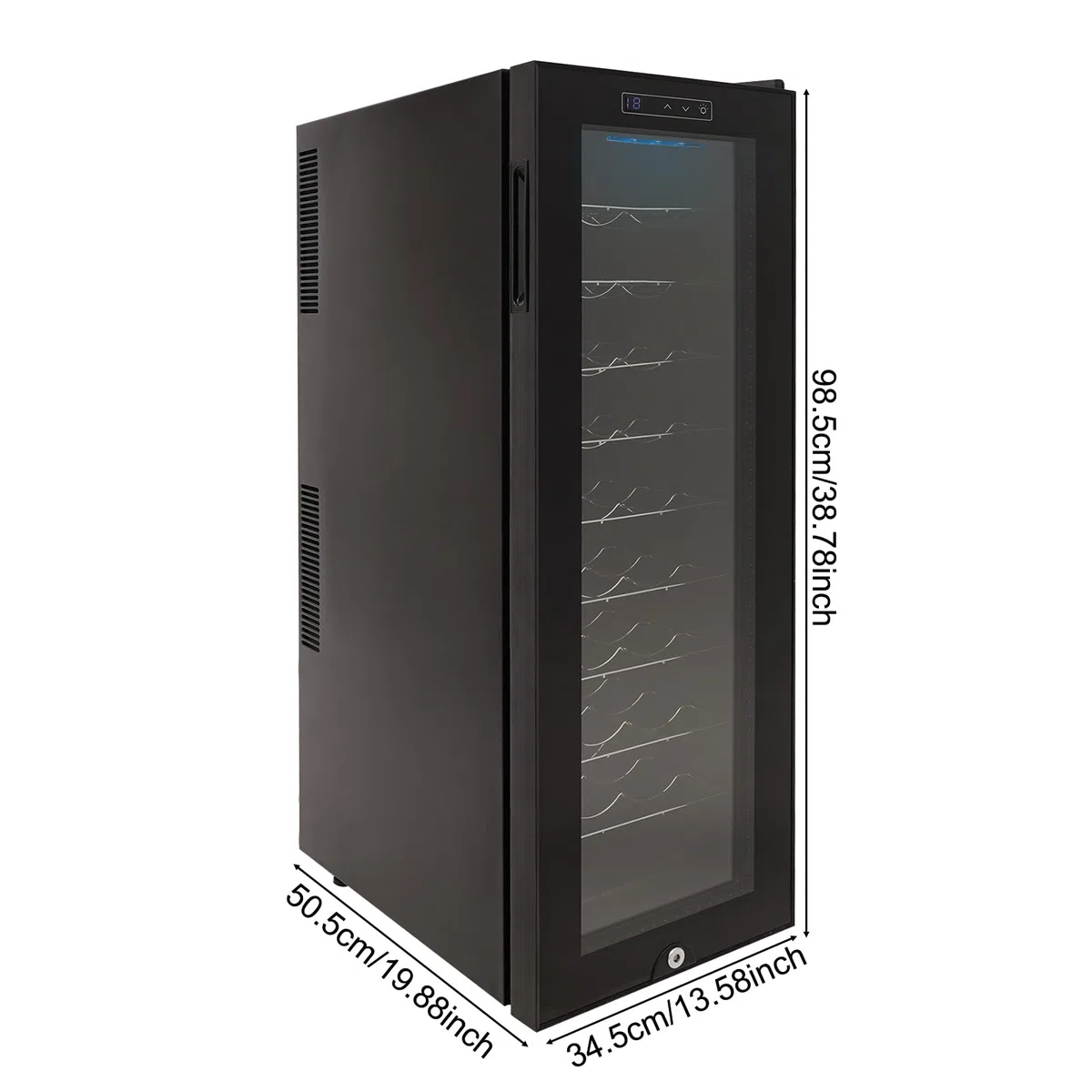 Weinkühlschrank 30 Flaschen 90 Liter Freistehender Weinkühlschrank, Gehärtetes Glas Tür mit LED-Licht 12-18 ° Wein Kühlschrank(140W)
