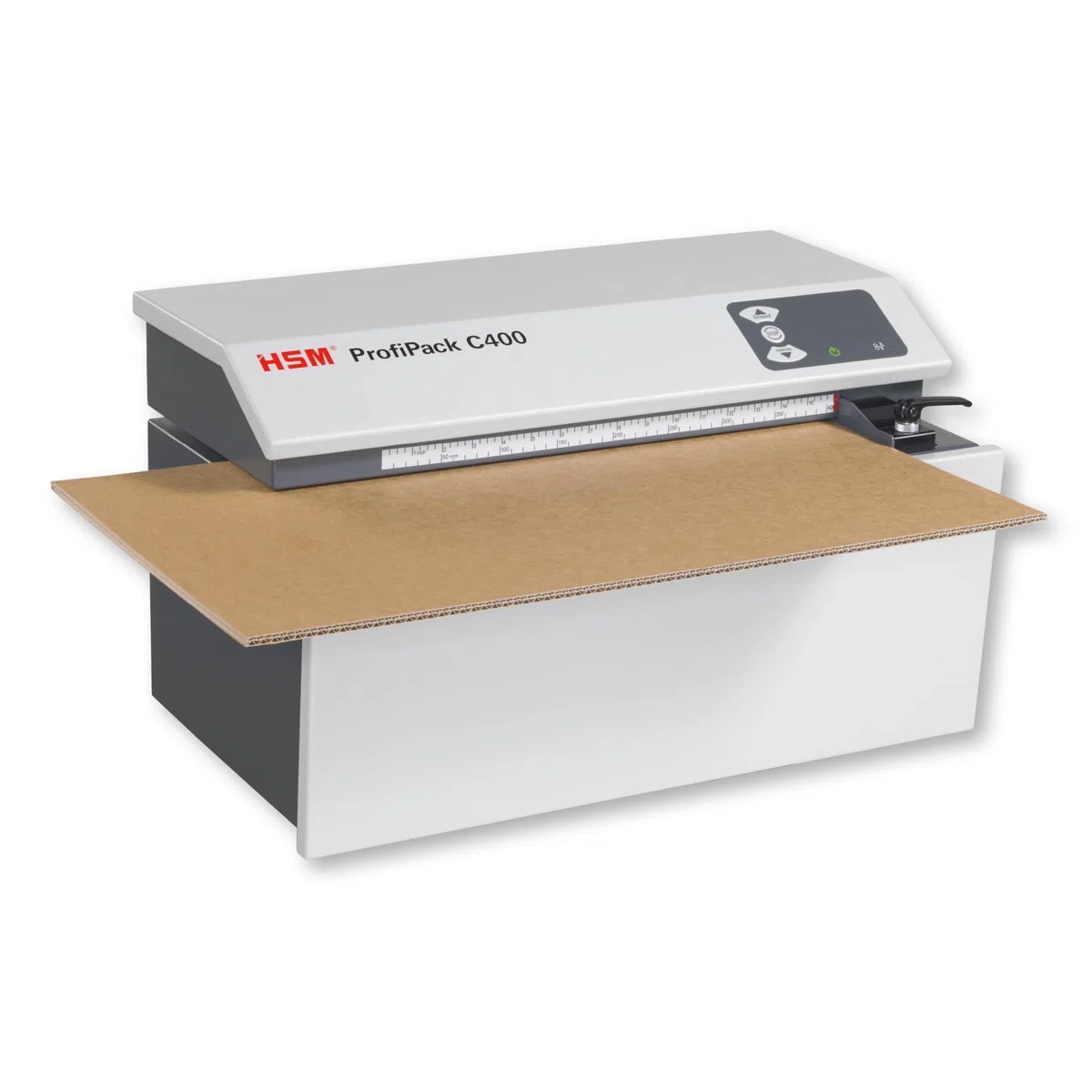 HSM ProfiPack C400 Verpackungspolstermaschine I Für Verpackungsmaterial | Kartonschredder I Füllmaterial, Polstermatten für Pakete aus Kartonagen I 1 Lage I Tischgerät I nachhaltiges Recycling