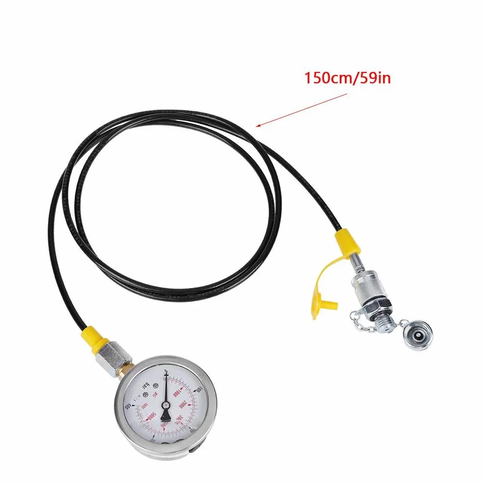 Hydraulik Manometer Kit, Bagger-Teile Hydraulisches Prüfgerät-Drucktest-Kit mit Schlauchkupplung und Messgerät für Bagger-Baumaschinen