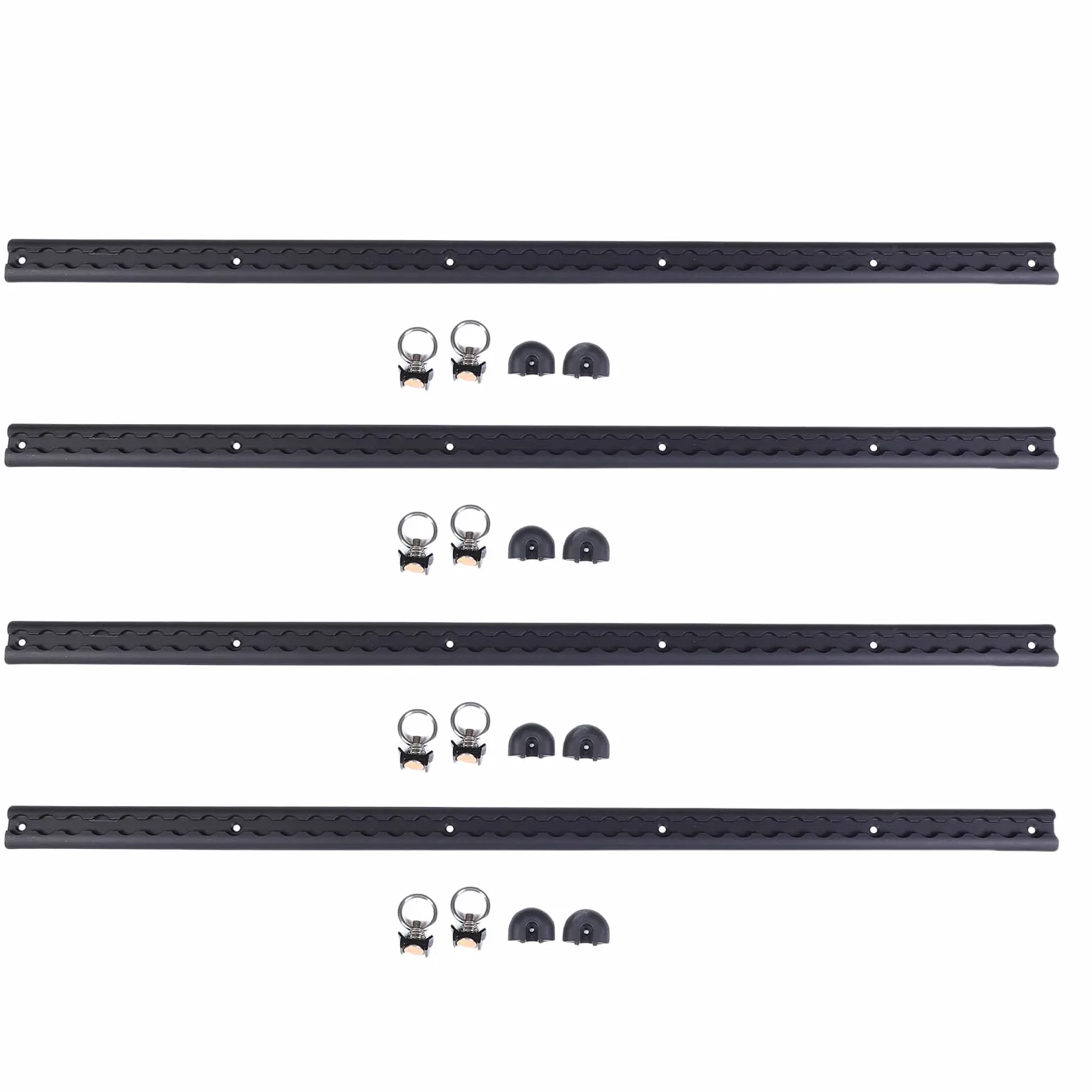 SEAFRONT L-Schiene, 1 M Langes Aluminium-Ladungskontrollschienensystem, Robuste Zurrgurte mit 8 O-Ring-Anschlüssen für Motorräder, Geländefahrzeuge, LKWs, Anhänger, Schnelle Installation (Black)