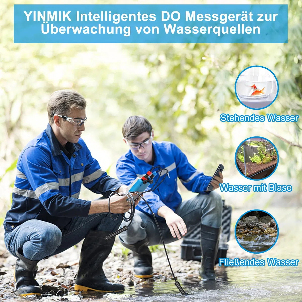 Tragbares Messgerät für gelösten Sauerstoff, intelligentes DO Messgerät mit Salzgehalt und Höhenkompensation, tragbarer 6-in-1-pH-DO-SALZ-EC-TDS-Tester für Koiteiche, Aquakultur-Umweltmonitor, wissen