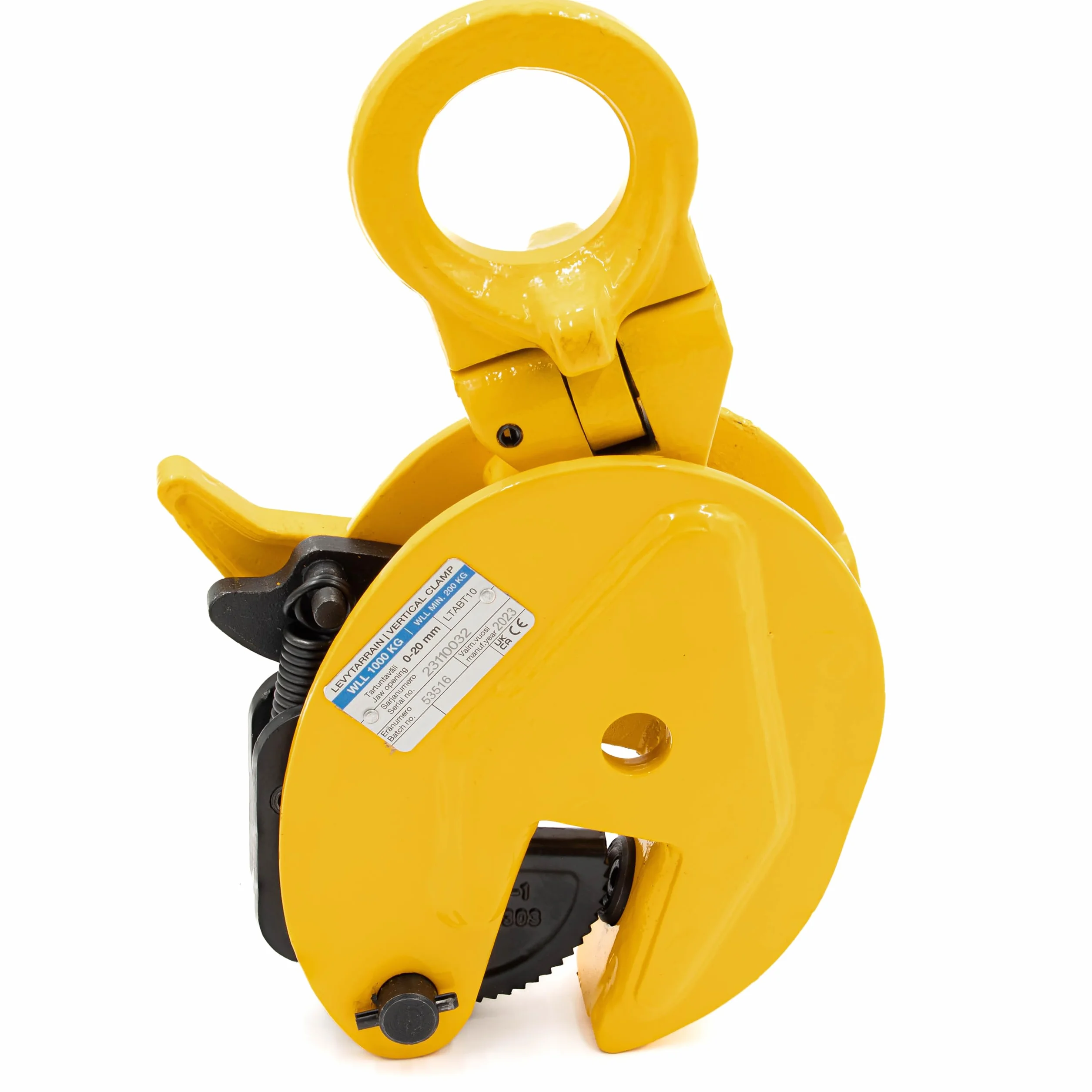 Vertikale Hebeklemme 1000 kg Tragfähigkeit mit Schwenköse - Blechgreifer 1 Tonne - Blechklemme Greifer 1t - Vertikal Hebegreifer Schwenköse