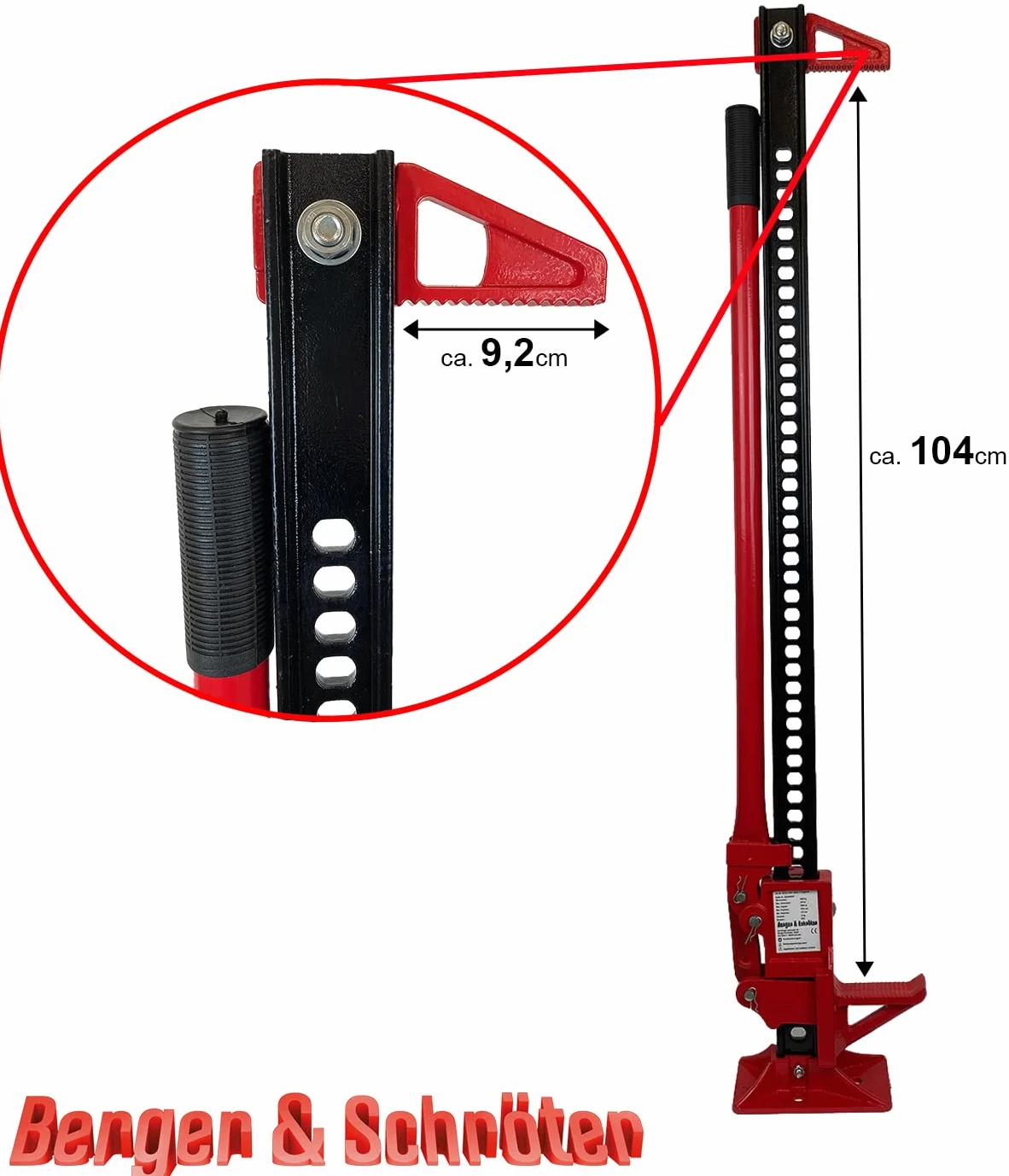 Berger & Schröter 50133 Farm Jack Wagenheber Offroad Traktorhochheber 3500kg Tragkraft, Rot