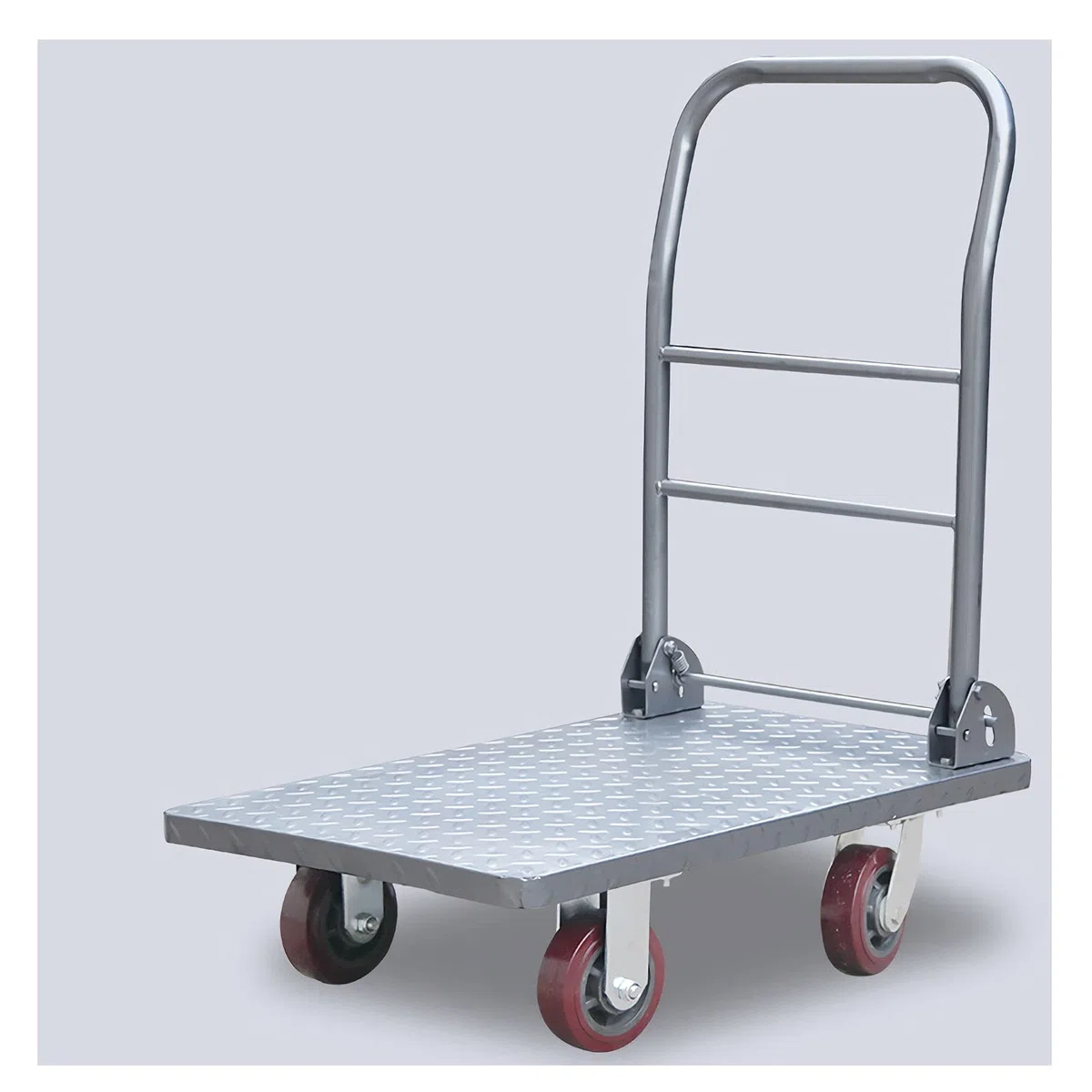 Pritschenwagen, zusammenklappbarer Pritschenwagen mit 360-Grad-Schwenkrädern, zusammenklappbarer Handwagen aus Metall für Lagerplattform-LKW, Tragkraft 209 kg, zusammenkl