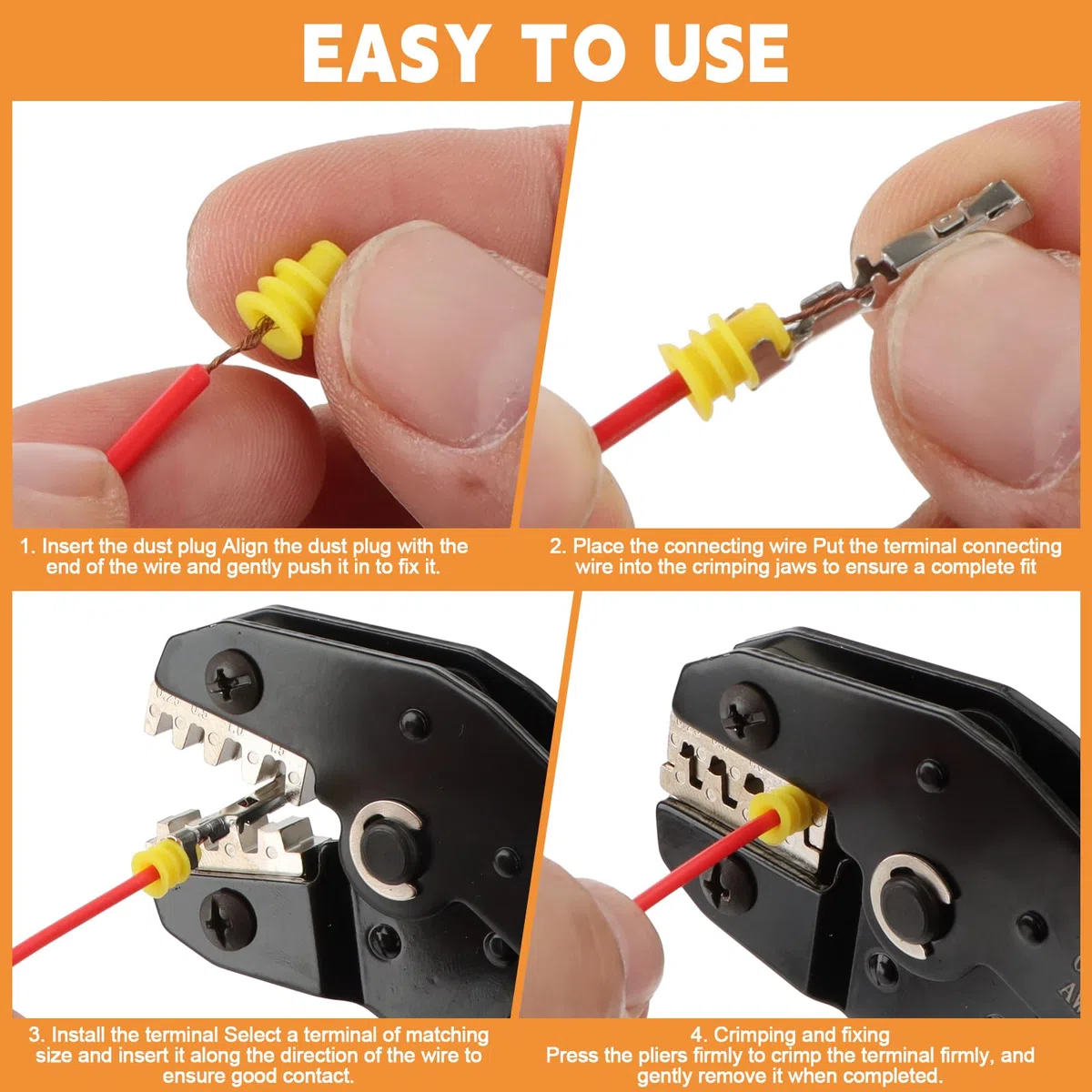 1379-teiliges Kfz Stecker Pins Kit mit SN-58B Crimpzange, Stecker Pins Kfz 1,0–3,5 mm, Crimpzangen 0,25–1,5 mm² AWG 23–16, Dichtstopfen und 18 Auspinwerkzeug für Auto, Motorrad und Boot