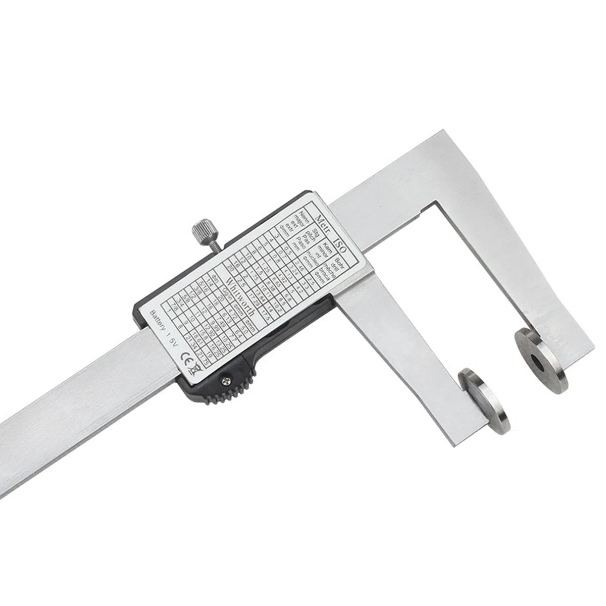 Digital Messschieber Messbereich 150 mm - Tellermessflächen, Edelstahl Messlehre Messwerkzeuge mit Ersatzbatterie und größem Display, mm/inch (0-150 mm)