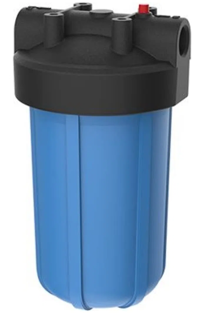 Pentek Blue Big, 2,5 cm NPT Wasserfiltergehäuse mit hohem Durchfluss Polypropylen (HFPP) Kappe und Druckentlastungsknopf, 25,4 cm, Schwarz