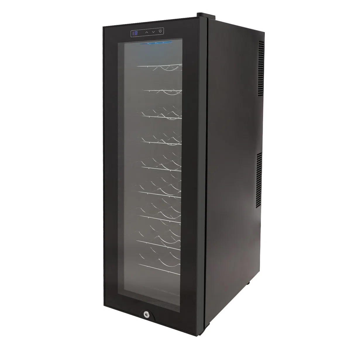 Weinkühlschrank 30 Flaschen 90 Liter Freistehender Weinkühlschrank, Gehärtetes Glas Tür mit LED-Licht 12-18 ° Wein Kühlschrank(140W)