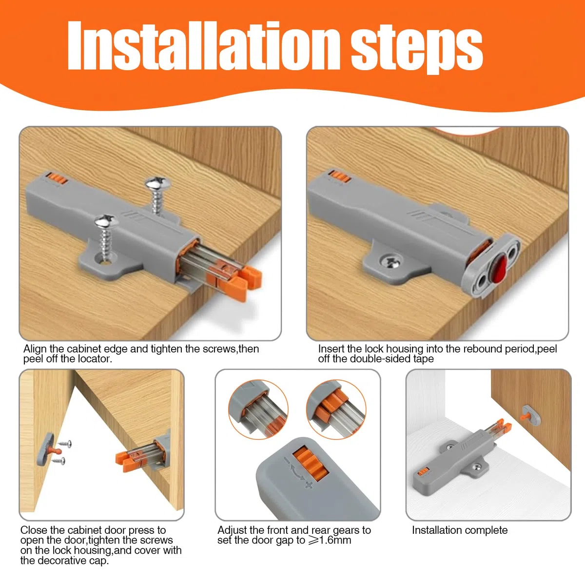 6 Stück Schranktüröffner Push to Open, Drucköffner Schrank Heavy Duty Push Open Türöffner 30N Schranktür Drucktüröffner für Groß Schränke Küche Freigabe Schnapper