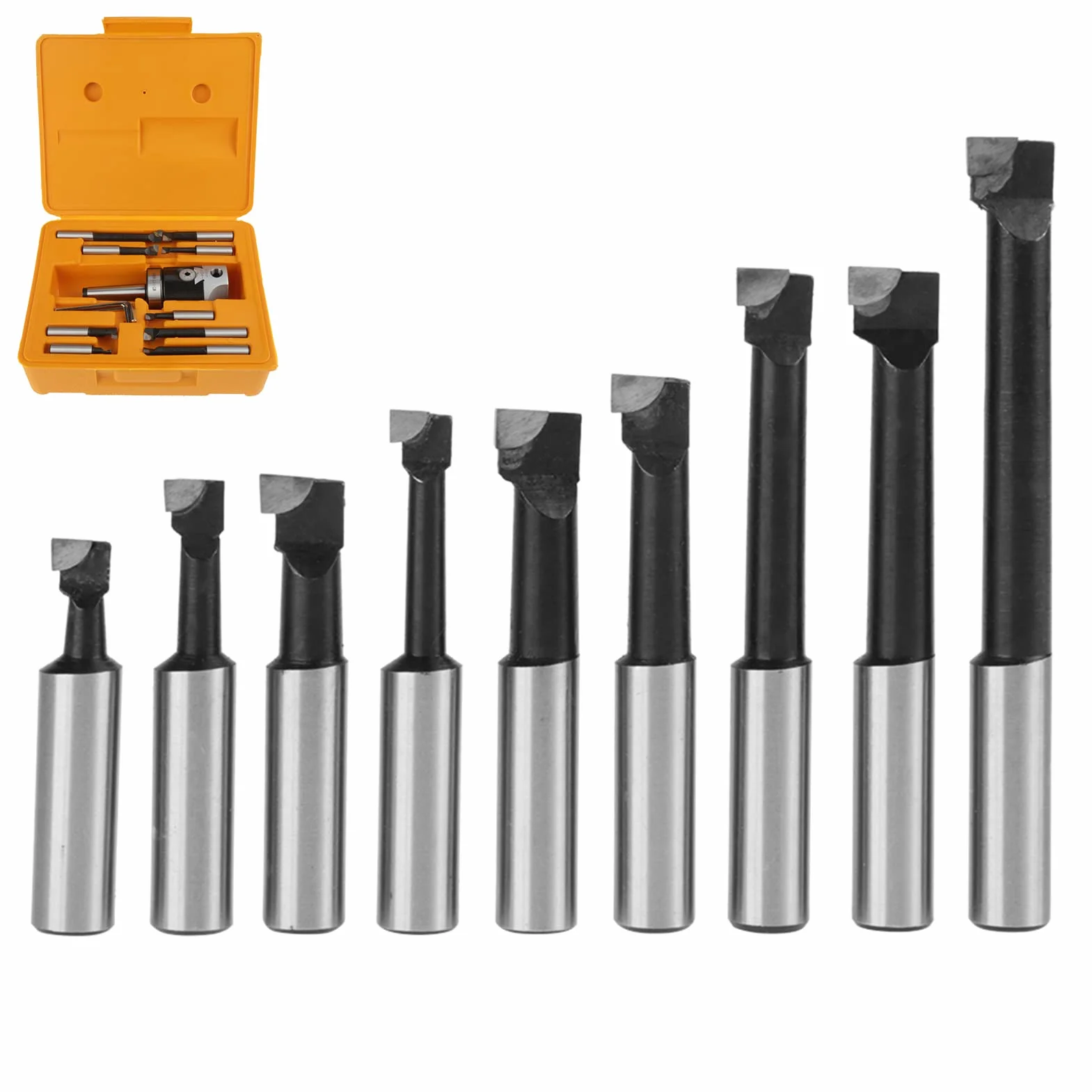 Tbest 2 Zoll Bohrkopf S 1 Satz Fräsmaschinenzubehör Mt2 M10 F1-12 50 Mm Bohrkopf mit 9 Stück 12 Mm Bohrstangen