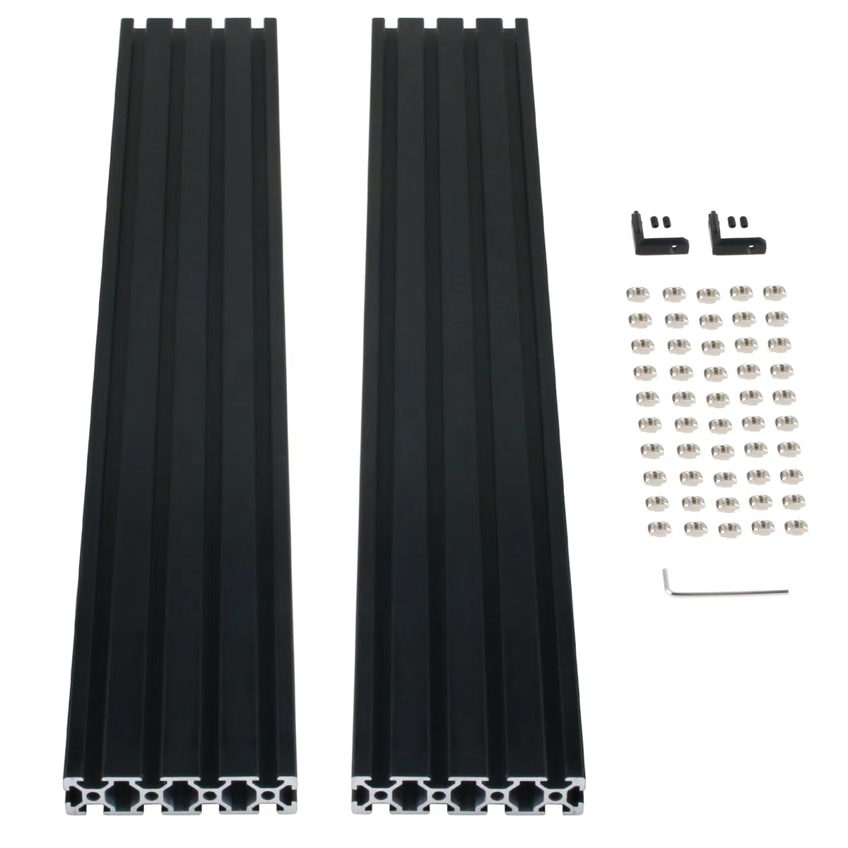 Aluprofil 2080 T Typ Schwarz 1500mm Aluminiumprofil Extrusions Europäischer Standard Eloxierte Linearschiene 20x80 Alu Profil mit L-Winkelverbinder & T-Mutter für 3D-Drucker, CNC