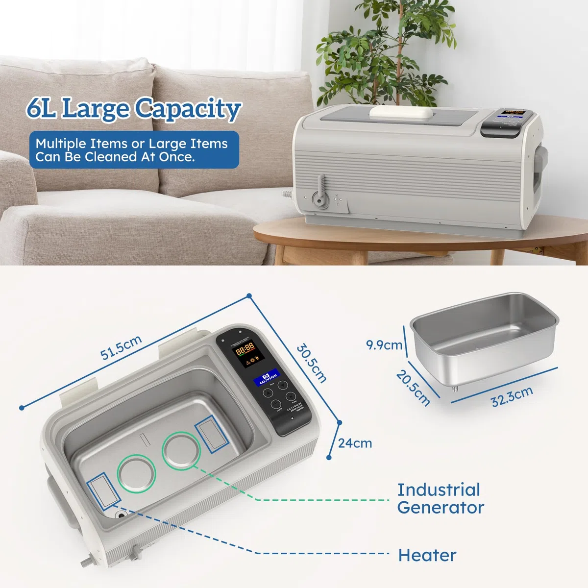 LifeBasis 6L Ultraschall Schallplattenreiniger Record mit Timer & Heizung | Professionelles Ultraschallreinigungsgerät 35kHZ 300W CD-4862 für Chirurgische Instrumente MechanischeTeile Laborgerät
